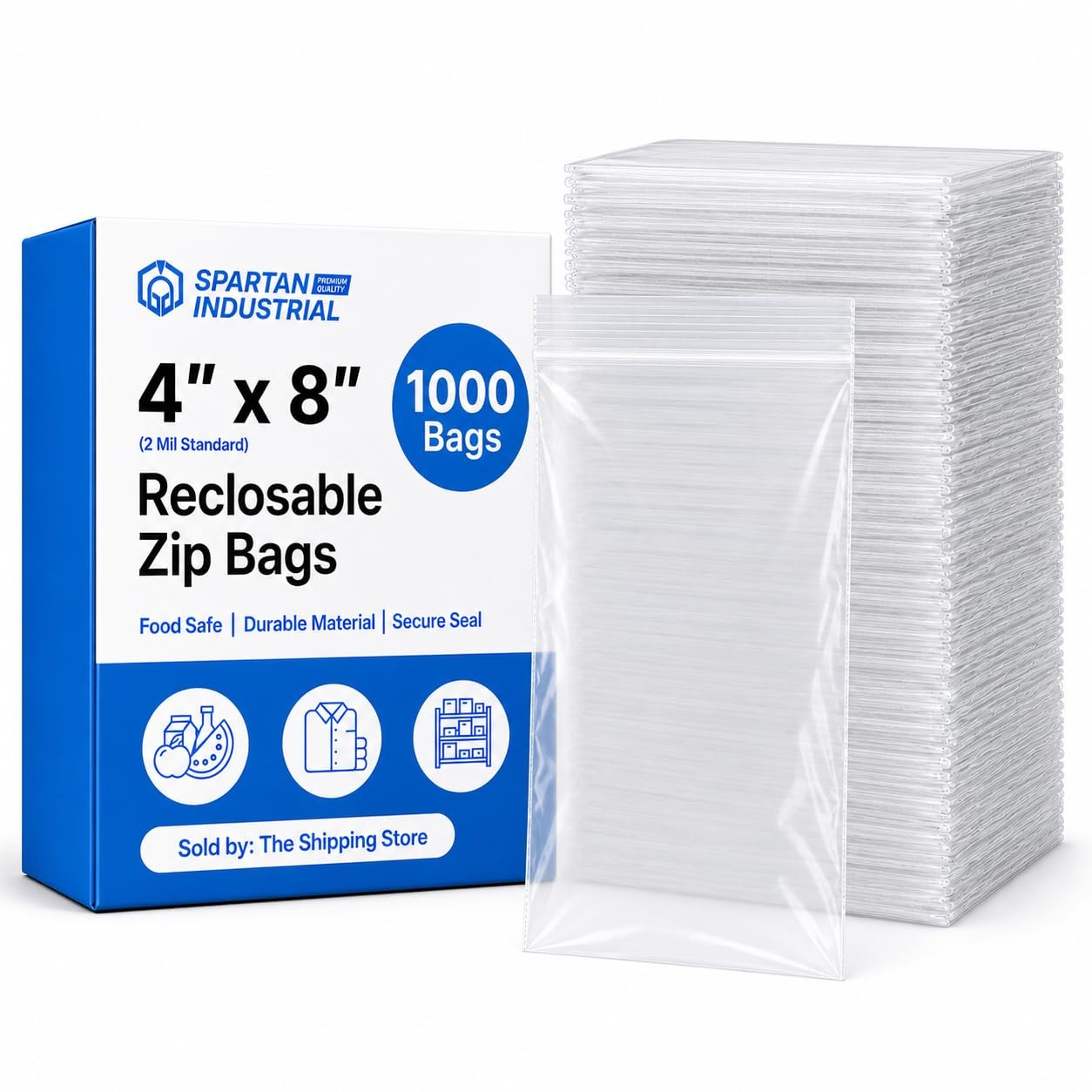 – 4” X 8” (1000 Count) 2 Mil Clear Reclosable Zip Plastic Poly Bags with Rese…