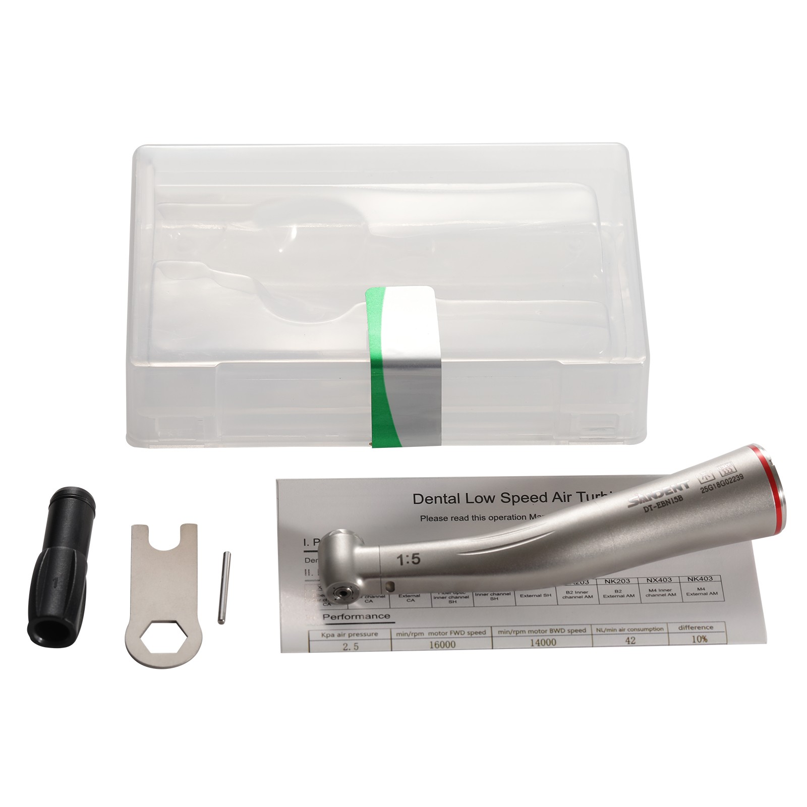 SANDENT 1:5 Increasing LED Fiber Optic Contra Angle Handpiece Red Standard Head