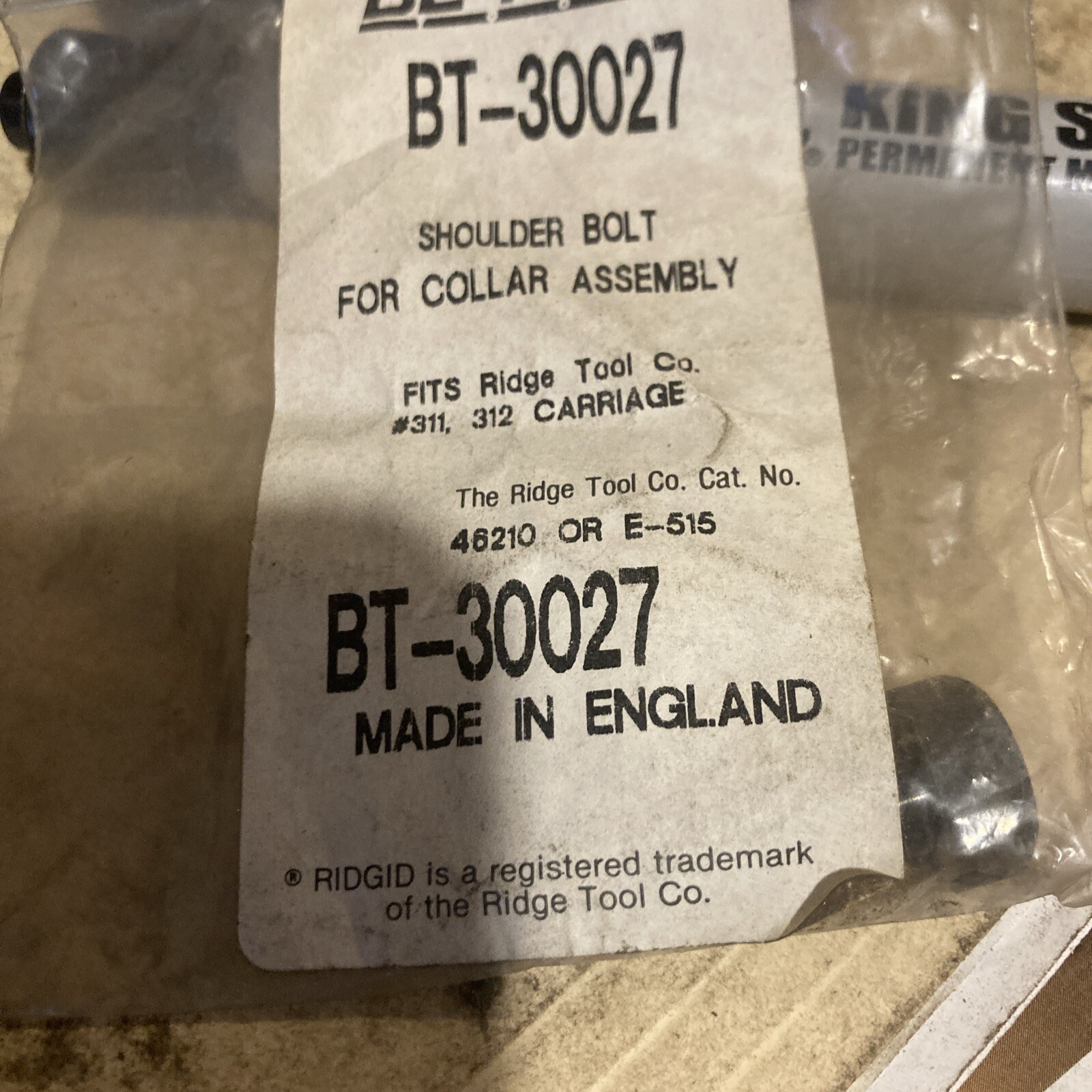 NEW Berkley 46210 312 Shoulder Bolt FREE SHIPPING Like Ridgid