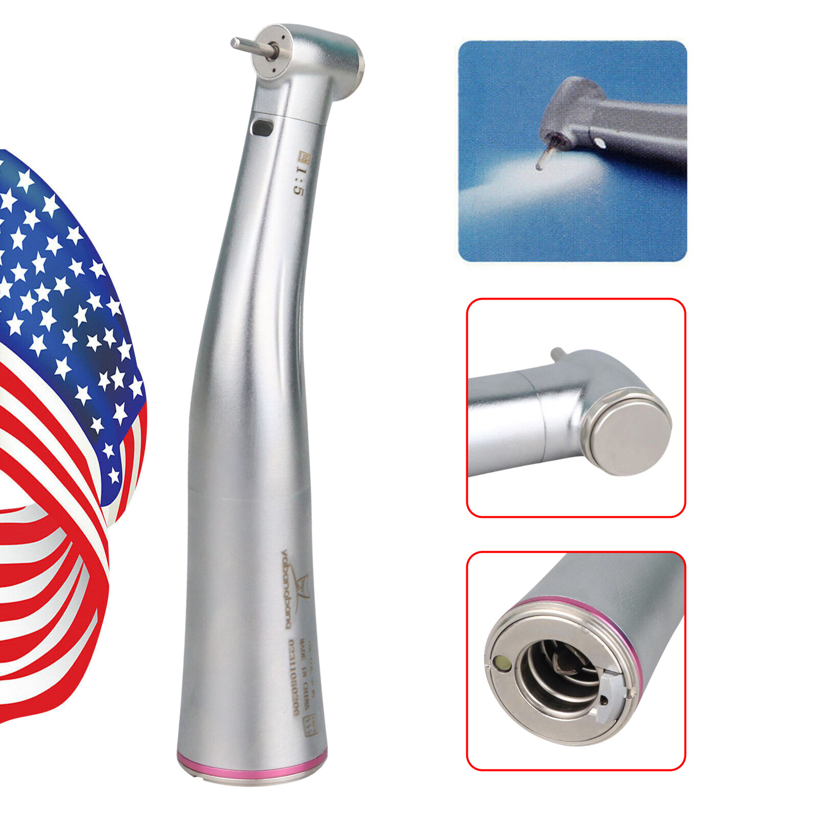 Dental 1:5 Increasing LED Fiber Optic Contra Angle 4 Spray Fit NSK X95L Ti-Max