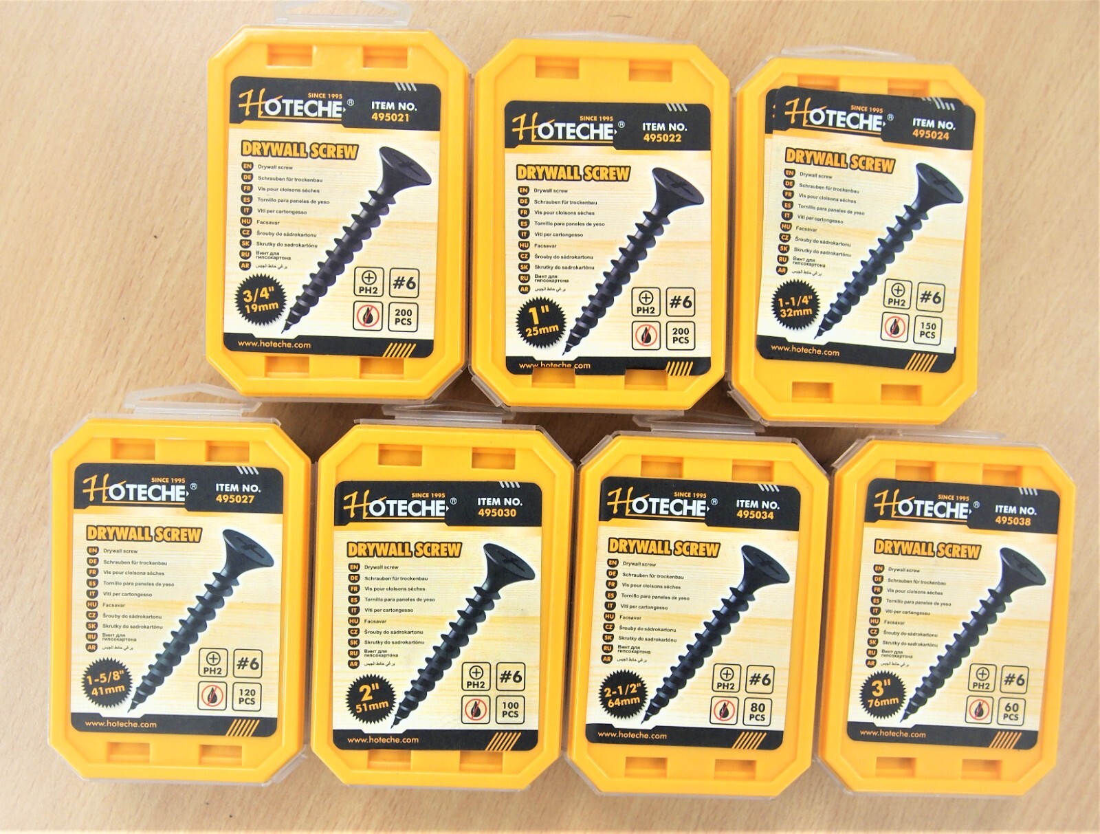 HOTECHE Drywall Screws Coarse #6 Phillips PH2 3/4″ 1″ 1-1/4″ 1-5/8″ 2″ 2-1/2″ 3″