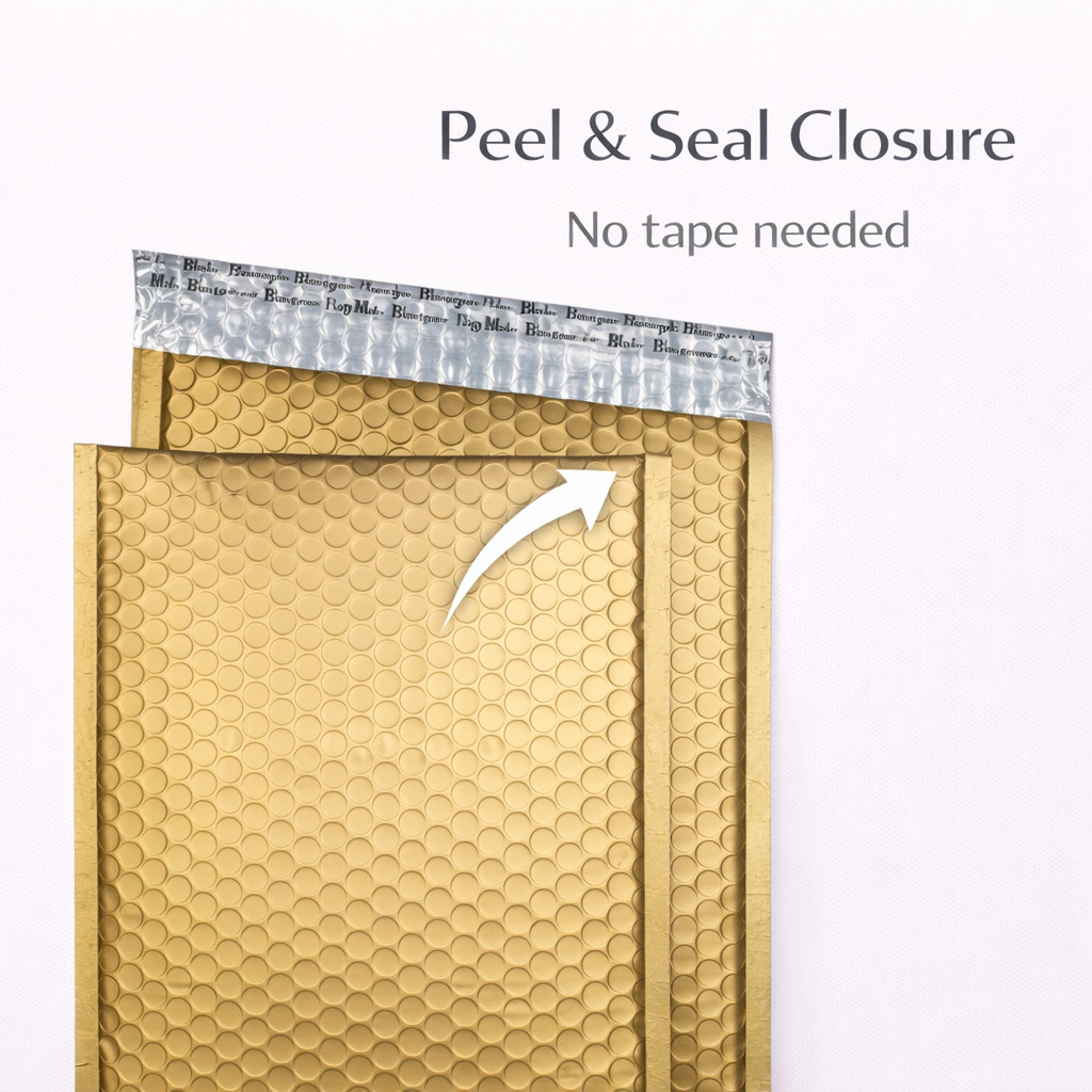 Matte Metallic Gold Poly Bubble Mailers #2 8.5×12 Padded 25 50 100 200