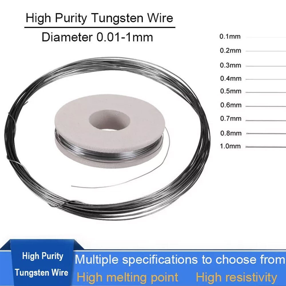 2Pc 3.2ft-16ft Tungsten Wires 99% High Purity Pure Tungsten Fine Wire 0.01mm-1mm