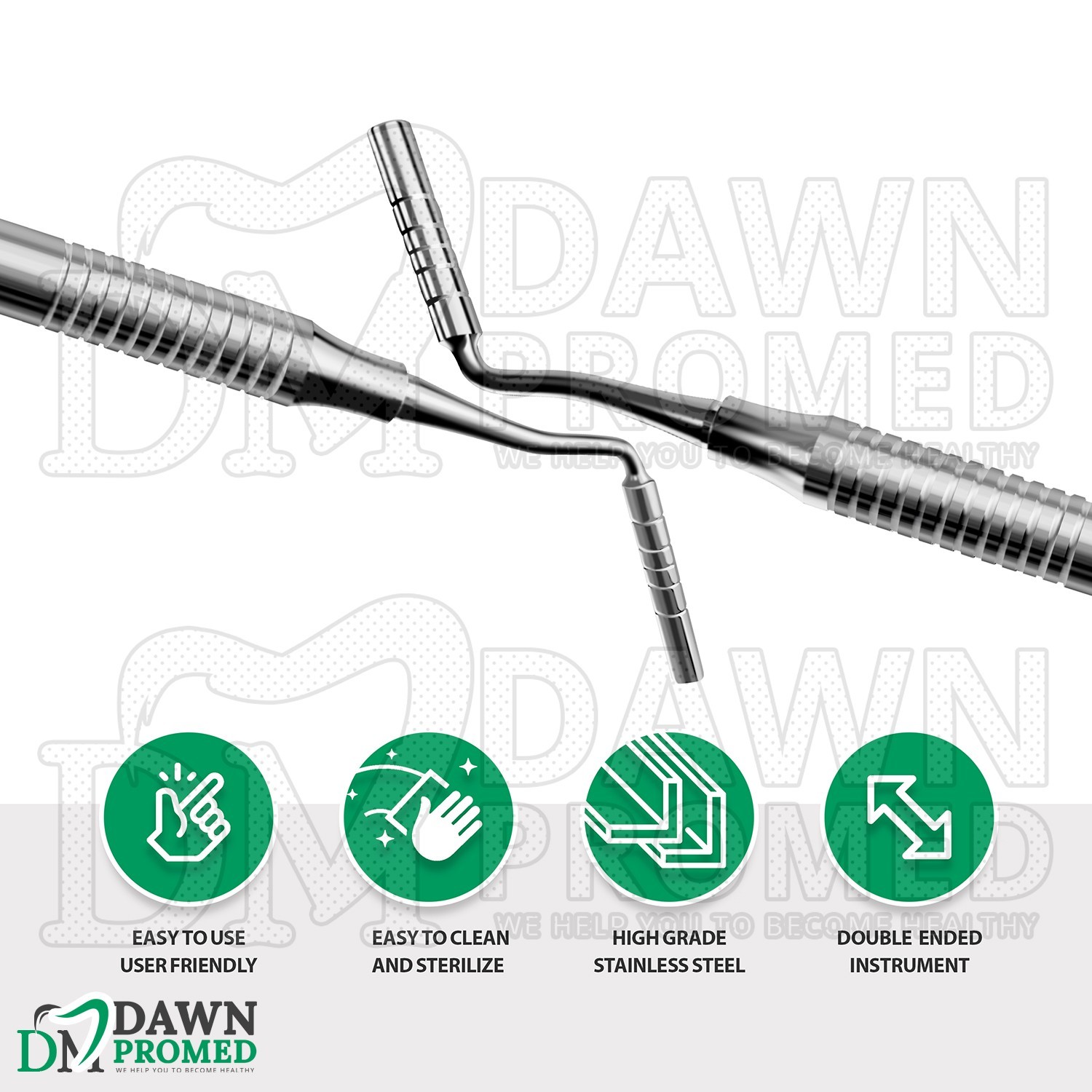3 Pcs Dental Bone Graft Condenser Plugger 7.25″ Depth Gauge 3.3MM/4MM Smooth Set