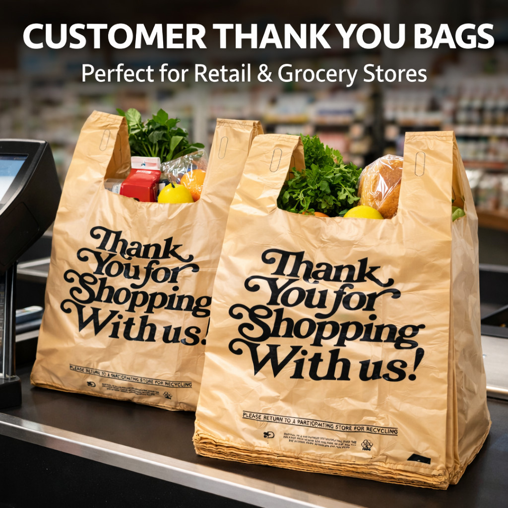 Heavy Duty 1/6 T-Shirt Carryout Bags 21×6.5×11.5 .71 Mil Grocery Shopping