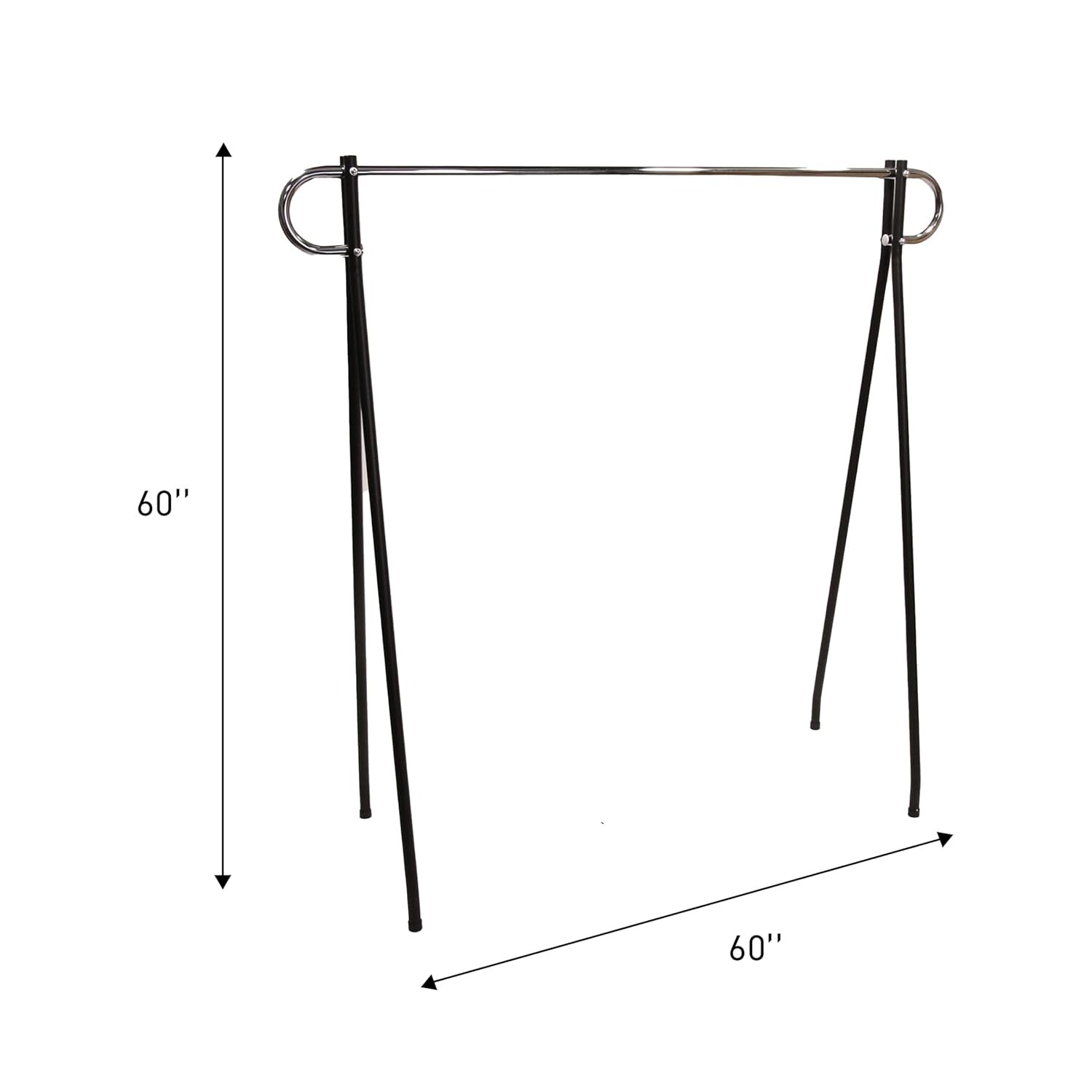 Clothing Rack Black & Chrome Single Rail Retail Storage Garment Salesman 60 x 60