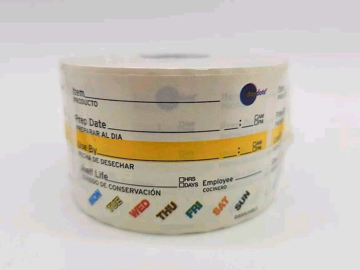 Ecolab Dissolvable Paper Daydots Universal Food Rotation Labels 2″ x 3″ 500 Pack