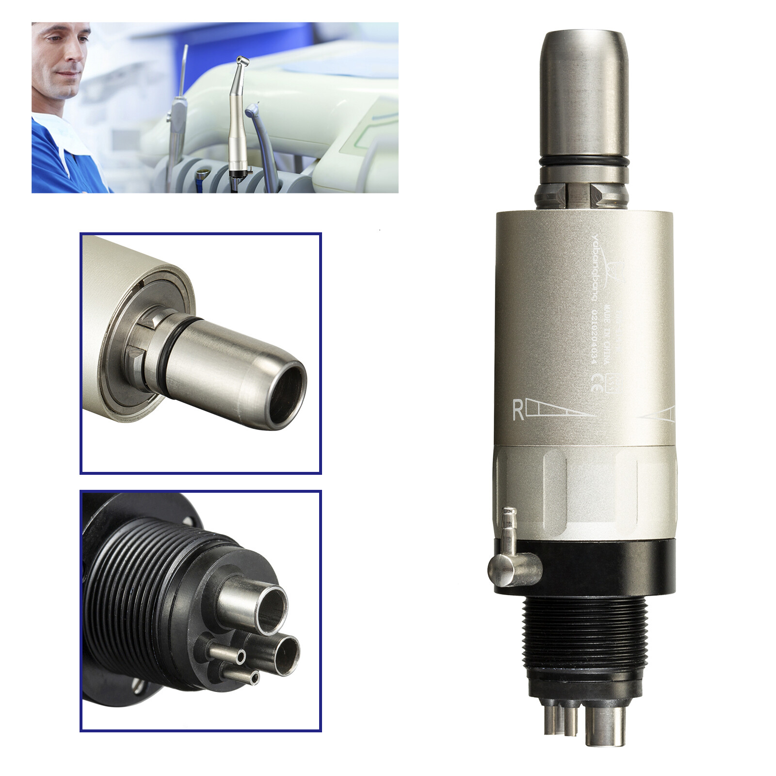 USA Dental Slow Low Speed Handpiece Air Motor 1:1 Direct Drive 4 Hole Yabang