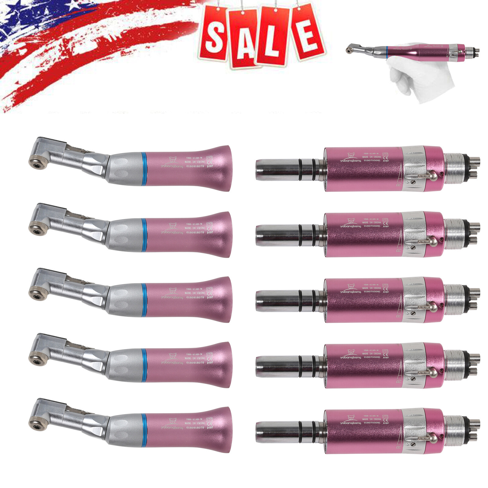 NSK Style Dental Slow Low Speed Handpiece Contra Angle/Air Motor 4 Hole