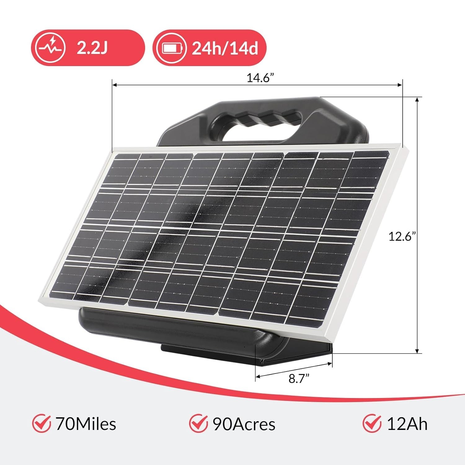 S2500 2.2 Joule Solar Fence Charger, 60 Miles Solar Electric Fence Charger fo…