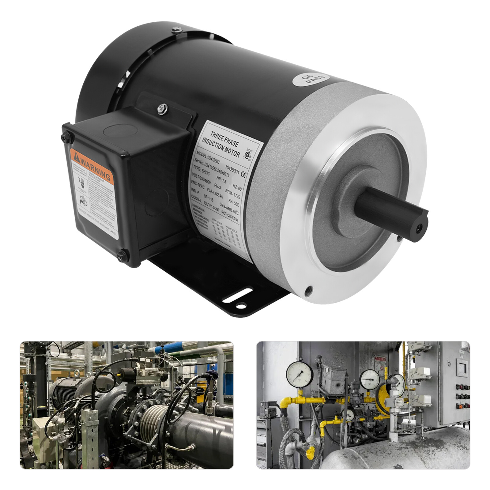 1800rpm 1.5HP Electric Motor Three Phase Induction Motor Reversible 230V 460V