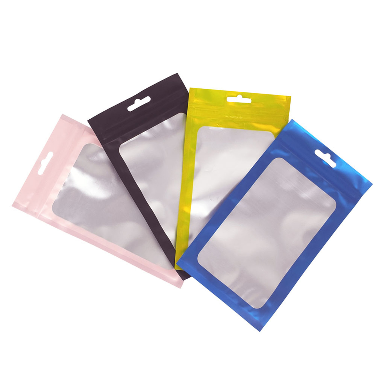100 Matte Clear & Colored Mylar Foil Flat Reclosable Zip Snack Hang Hole Bags