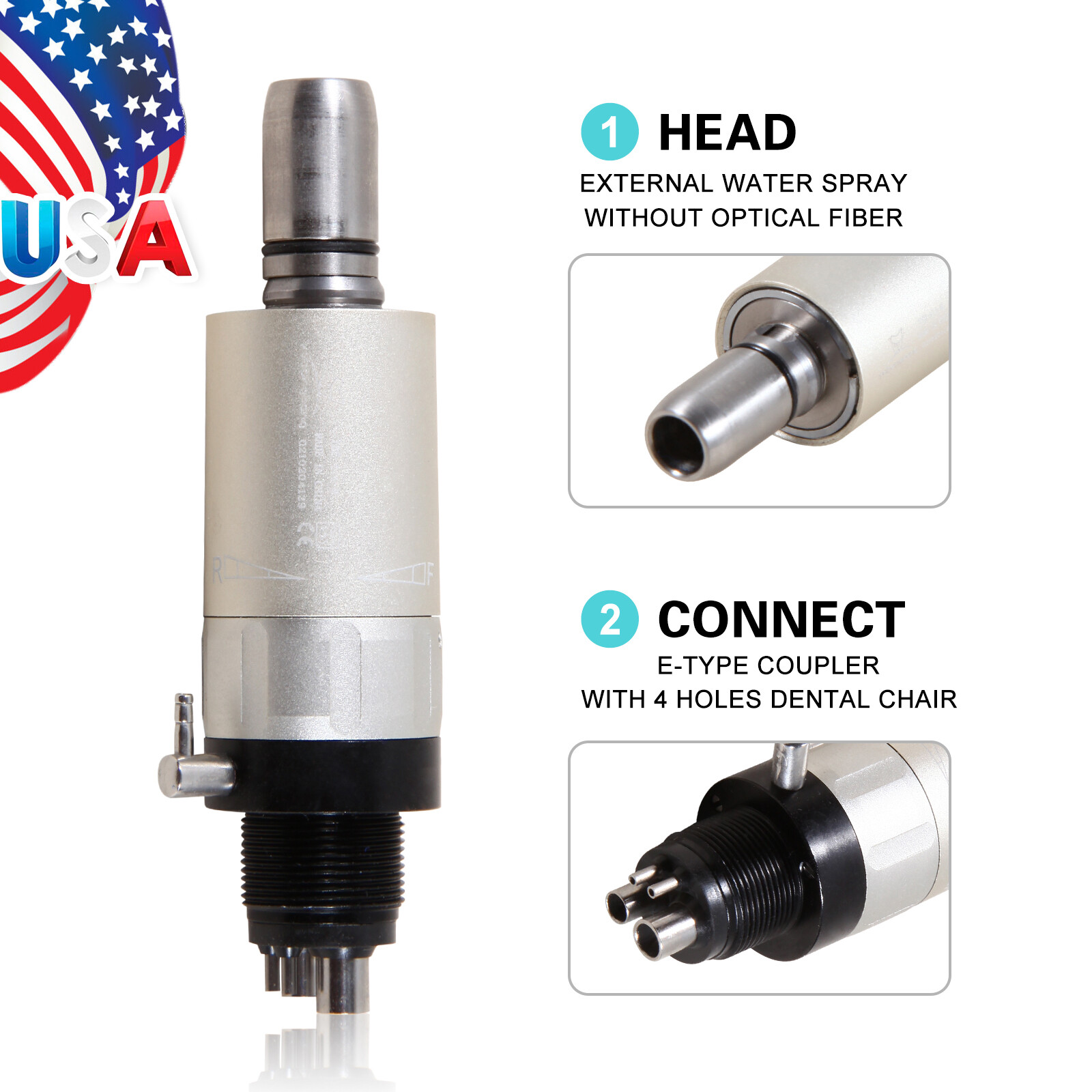USA Dental Slow Low Speed Handpiece Air Motor 1:1 Direct Drive 4 Hole