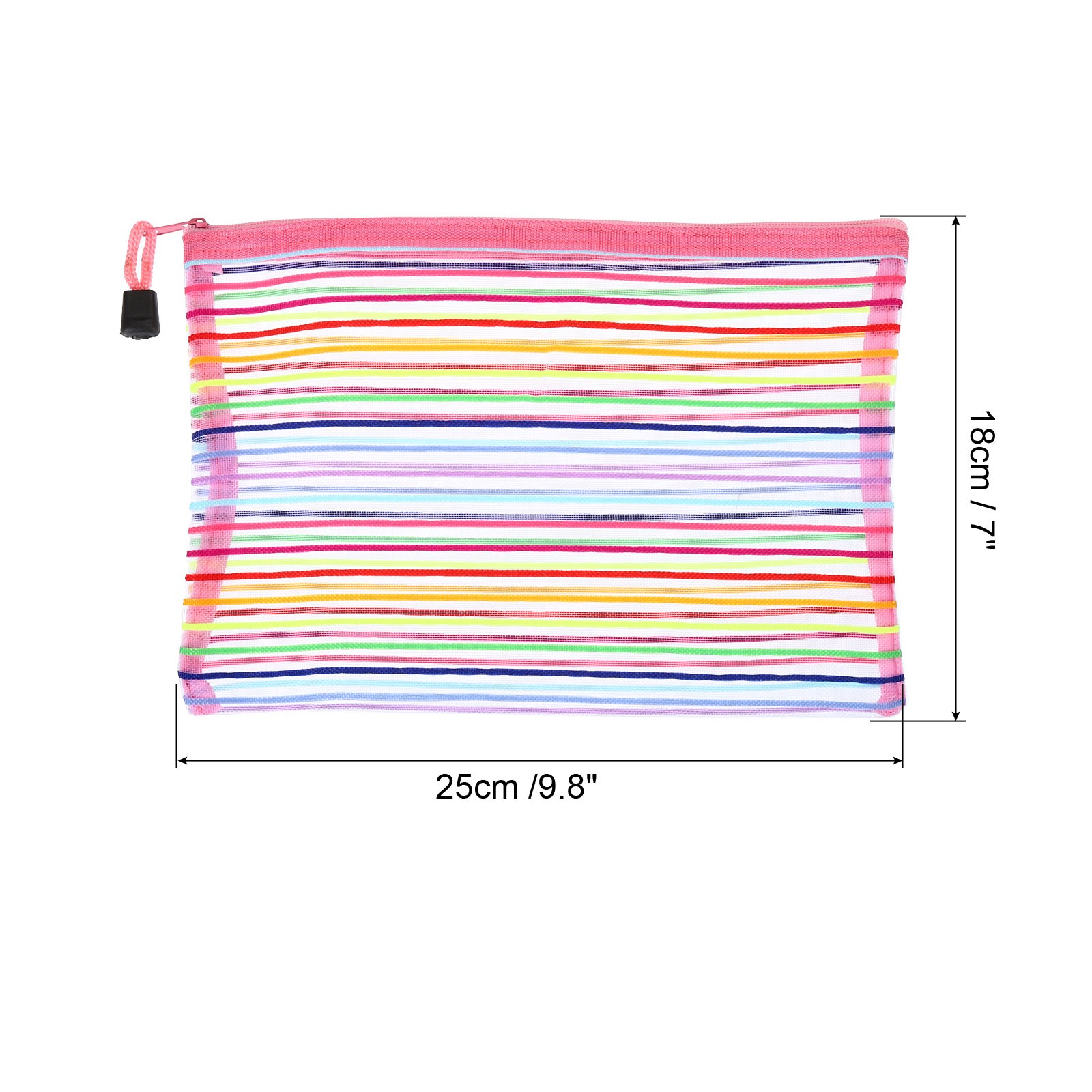 12Pcs Mesh Zipper Pouch, A5 Document Makeup Zipper Bag Travel Pouch, Pink