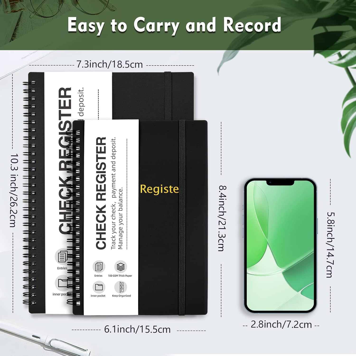 Check Registers for Personal Checkbook, Double Spiral Check Register Book, Budge