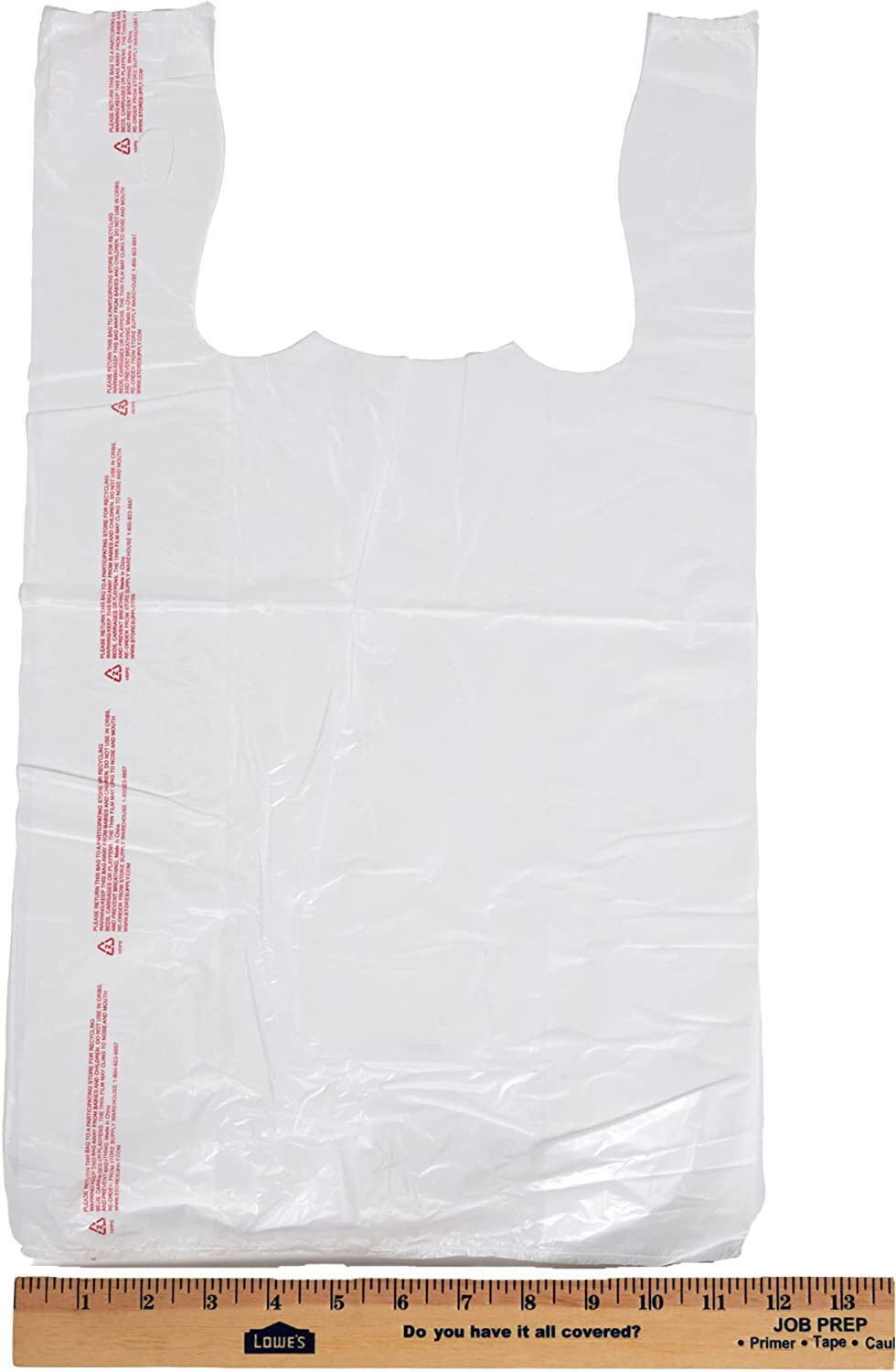 White Plastic Bags T-Shirt 1000 Retail Supermarket Grocery Handles 11 ½ x 6 x 21