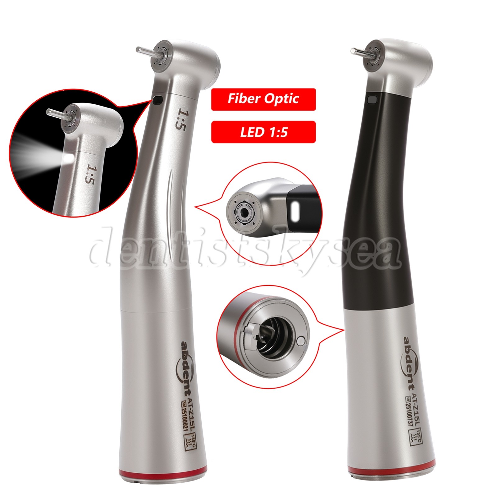 abdent Electric LED 1:5 Increasing Fiber Optic Contra Angle High Speed Handpiece