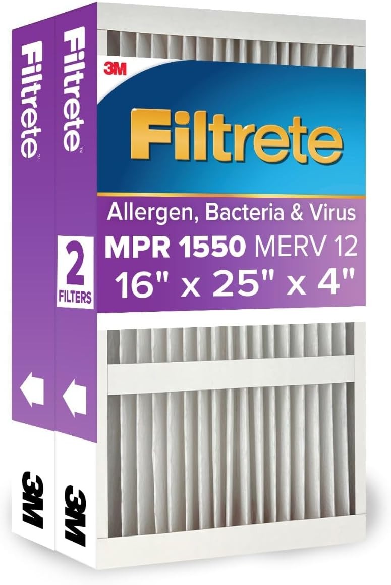 Filtrete 16x25x4 AC Furnace Air Filter, MPR 1550, MERV 12, Fits