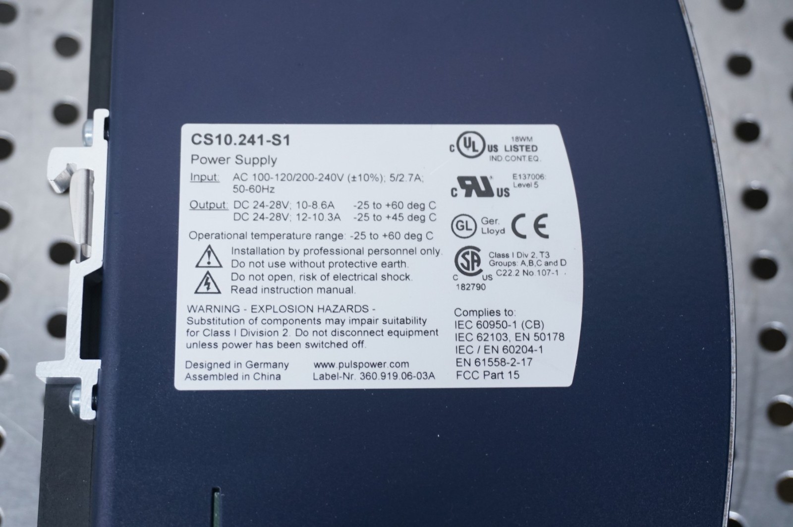 PULS CS10-241-S1 24VDC POWER SUPPLY CS10 110V OR 220V AC INPUT