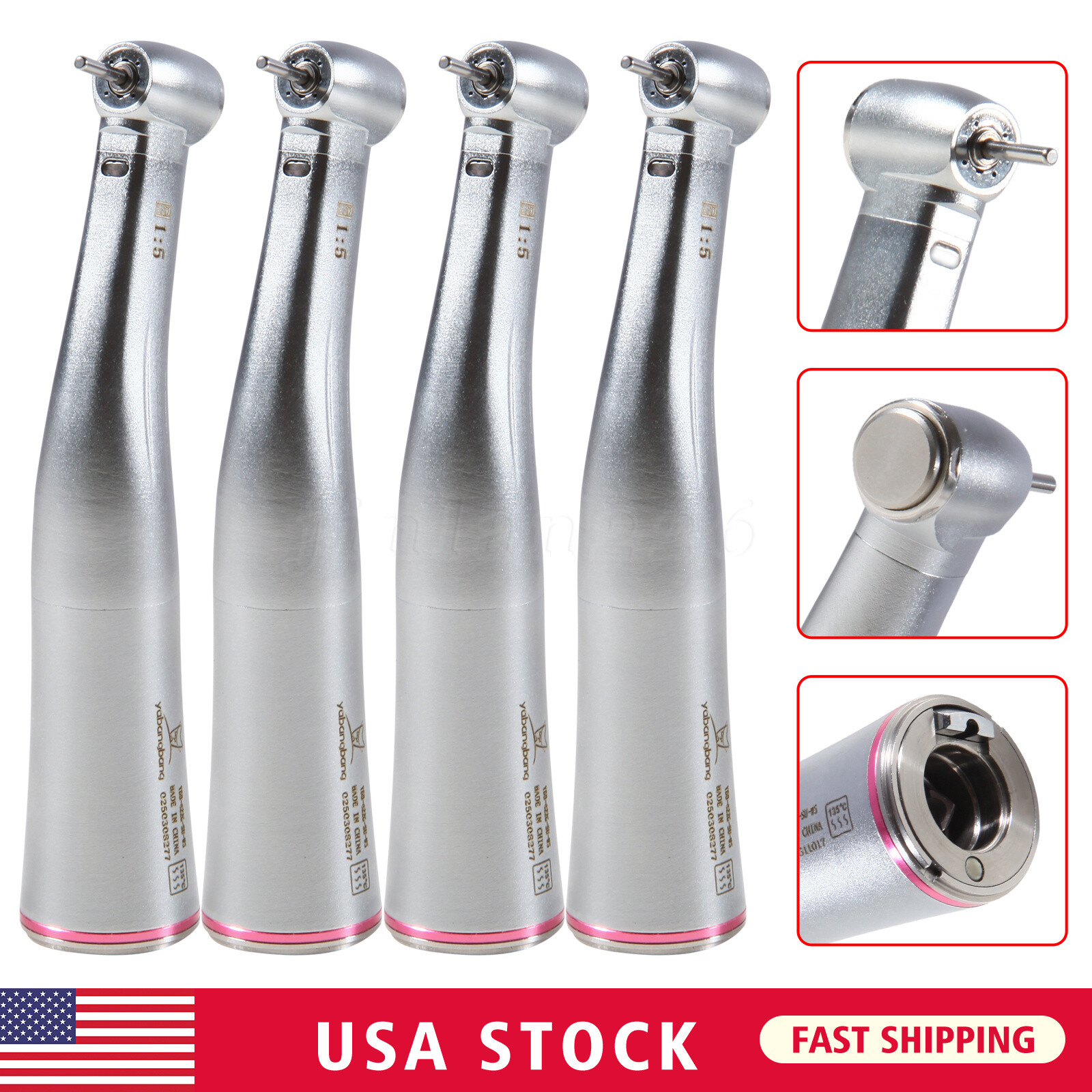 1-4 Pcs Dental 1:5 LED Contra Angle Fiber Optic Handpiece Fit KaV NSK Motor