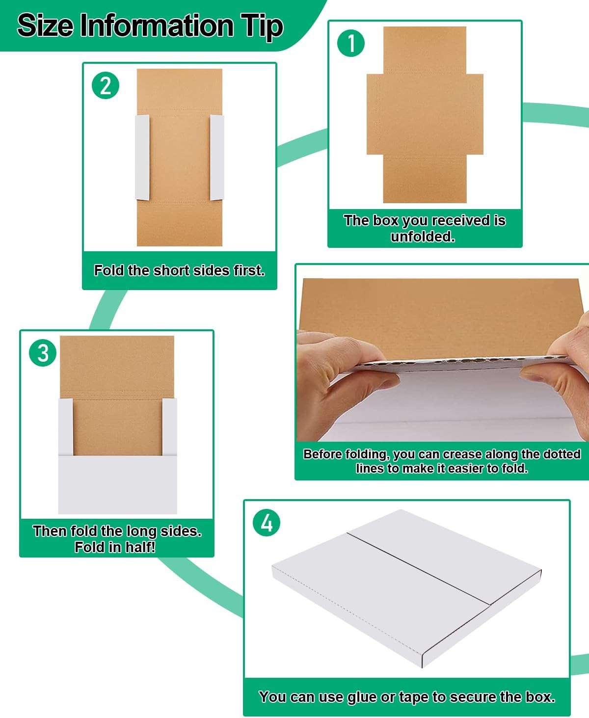 25 Pack Vinyl Record Shipping Boxes LP Mailers 12.5×12.5×1 Inch Album Paper Box