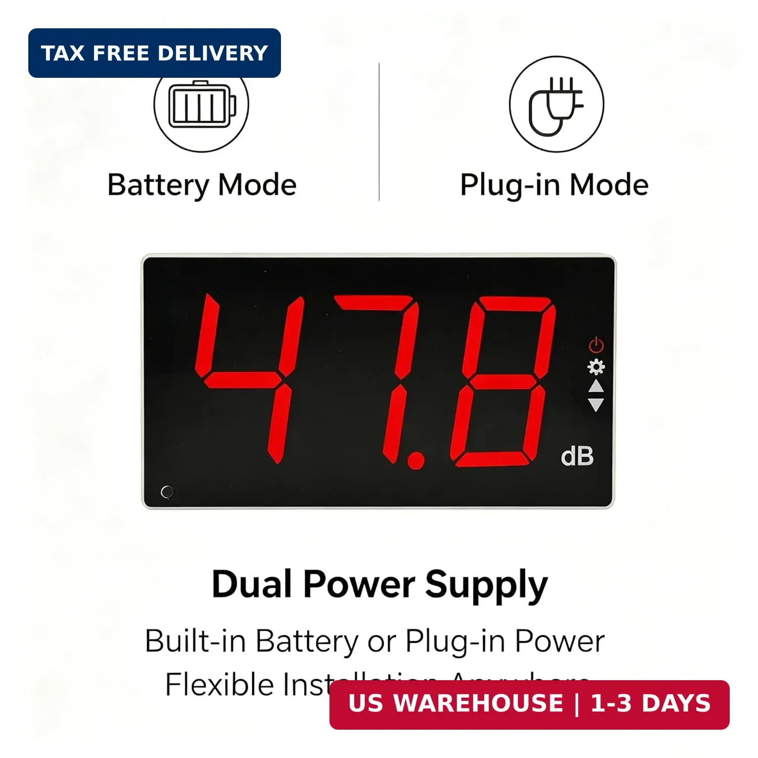 Wall Mounted Sound Level Meter, 30-130dB Digital Decibel Meter with Alarm, ±1.5d