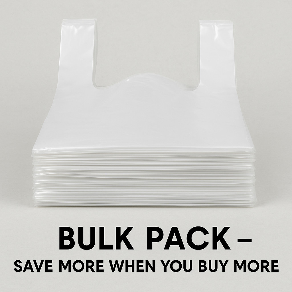 Clear Plastic T-Shirt Grocery Bags 3 Mil Heavy Duty Reusable 1/6 21×6.5×11.5