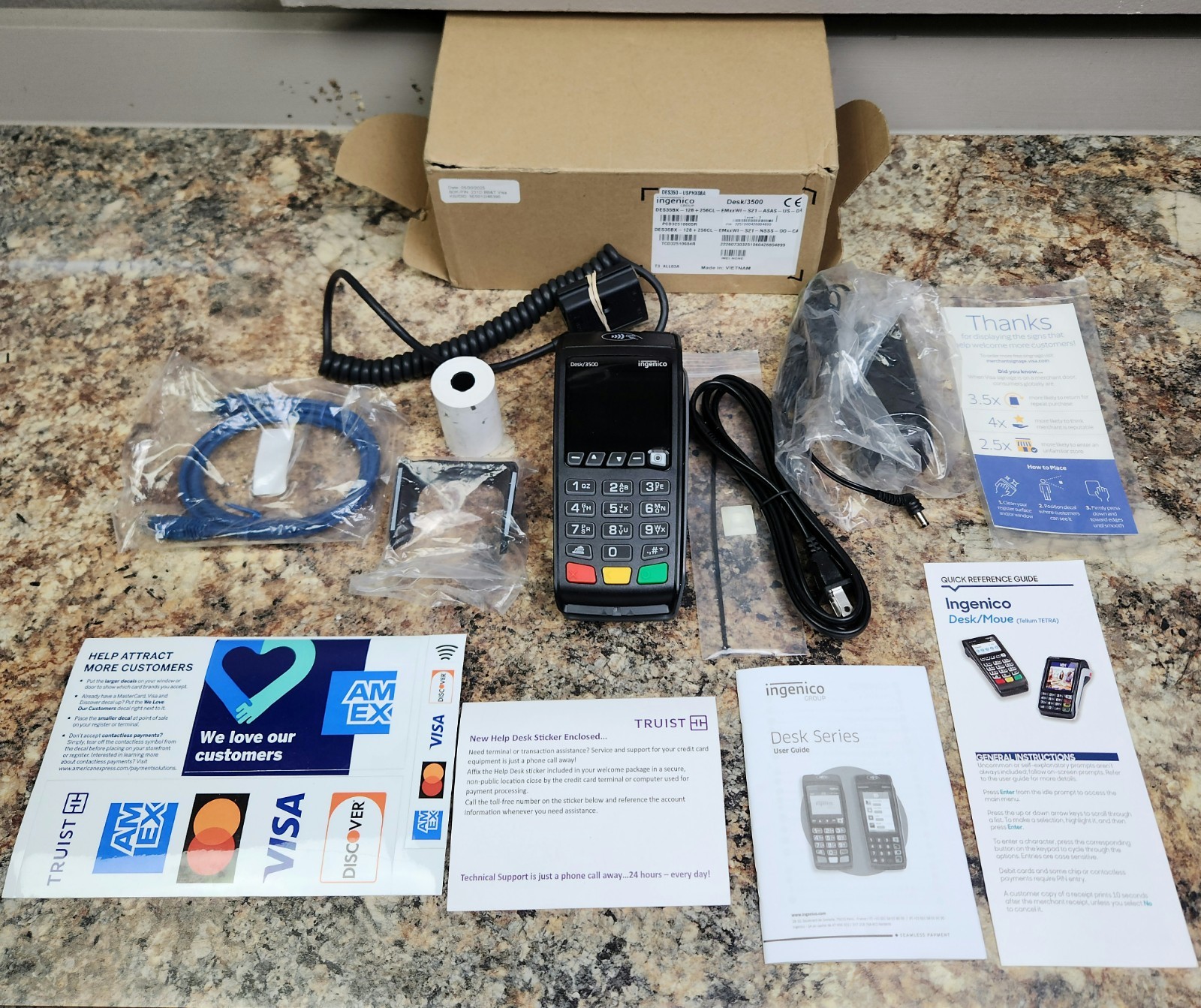 Ingenico Desk/3500 CL/Eth/Mod Credit Card Terminal DES35BA CardPointe Kit