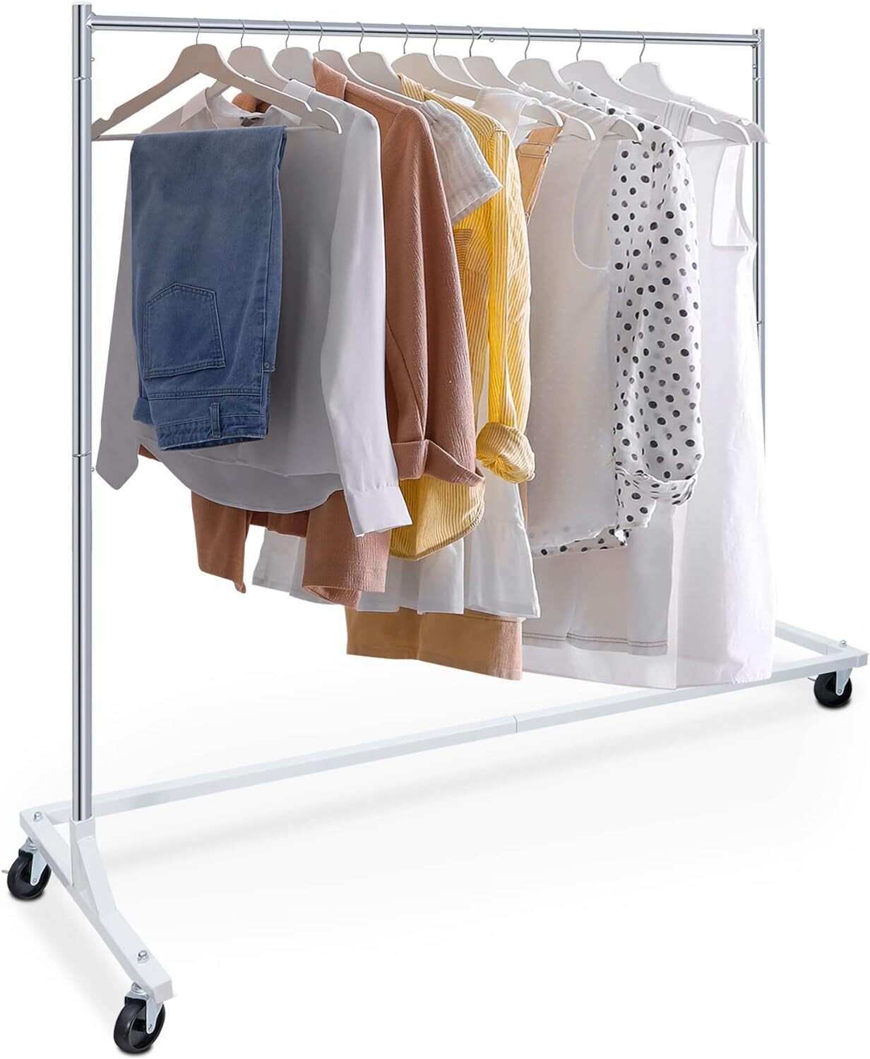 Commercial Garment Rack Rolling Collapsible Clothing Shelf Z-Base w/ Wheels