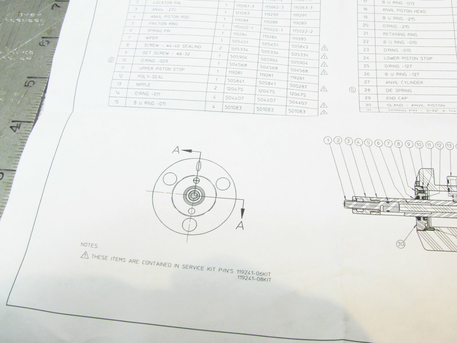 Alcoa PR119241-06Kit PR Repair Kit for Anvil Cylinder Assembly Model 450 A.C.F.D