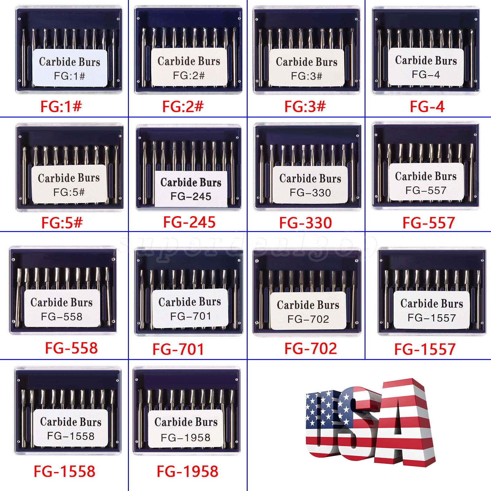 10-100 Pcs Dental FG Tungsten Steel Carbide Burs Drill High-Speed Handpiece po