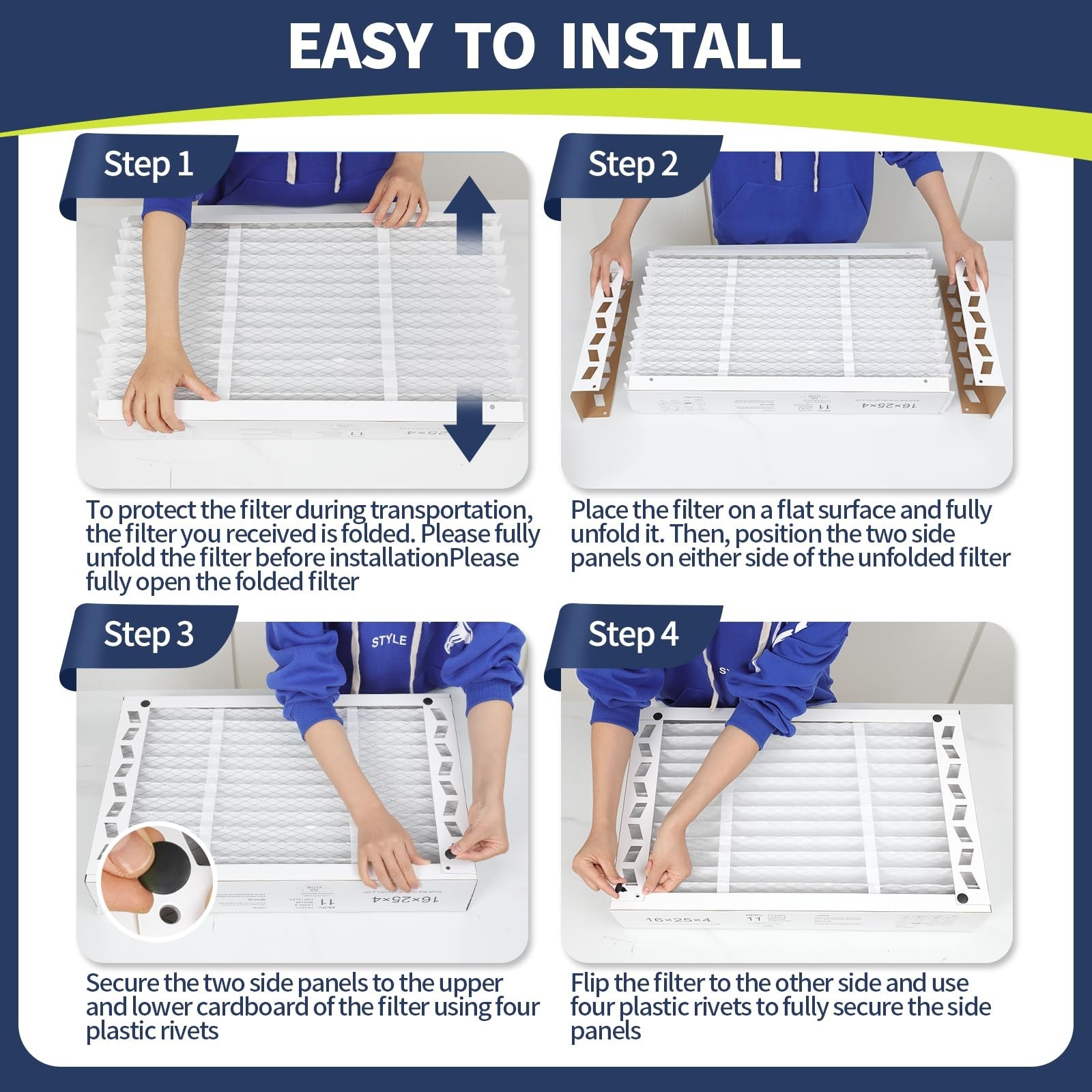 16x25x4 AC Furnace Air Filter Compatible with Honeywell FC100A1029, MERV 11 H…