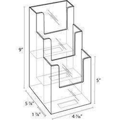 Dazzling Displays Clear Acrylic 3-Tier 4″ x 9″ Countertop Brochure Holder