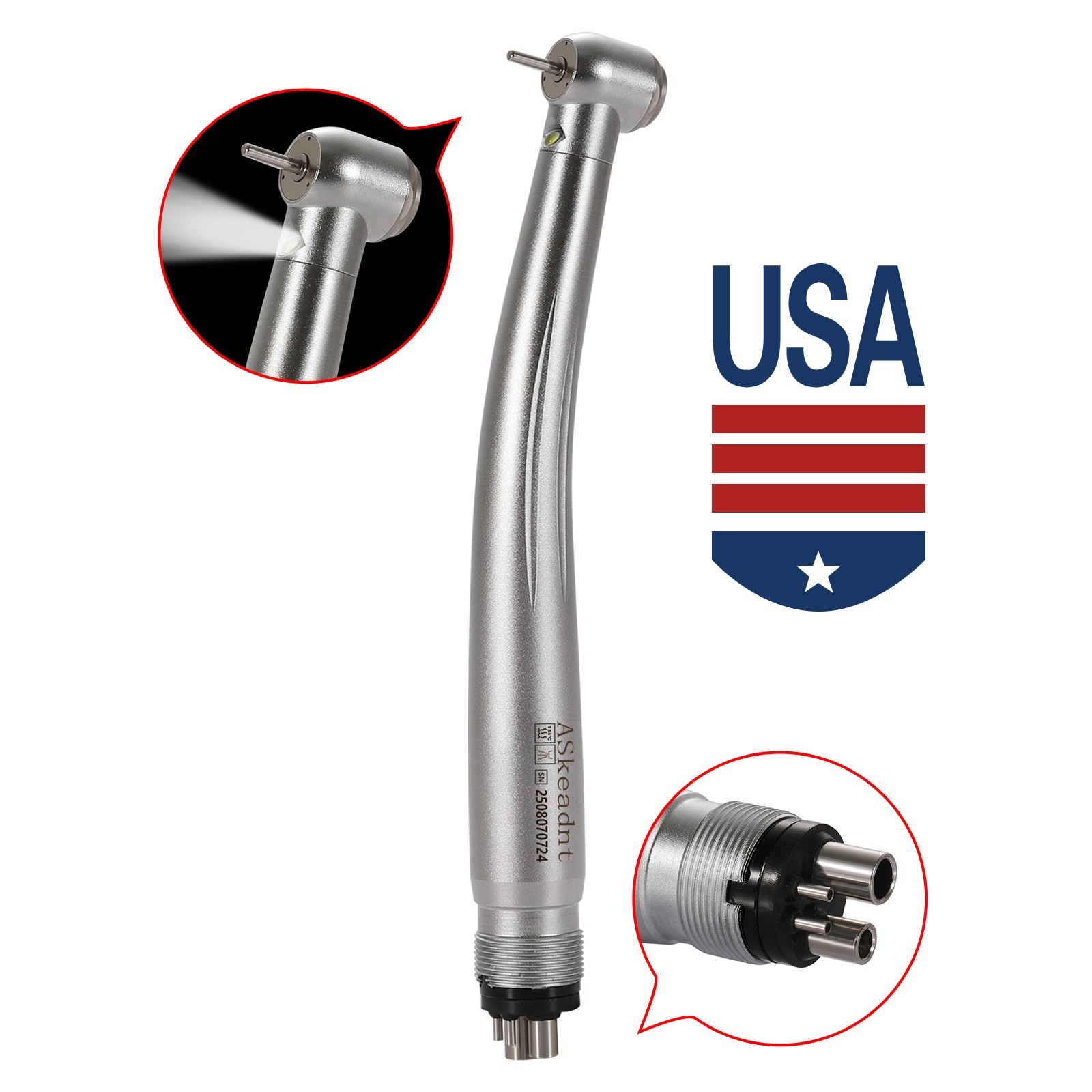 Dental PANA Max High Speed LED Handpieces NSK Type Internal Triple Spray Push US
