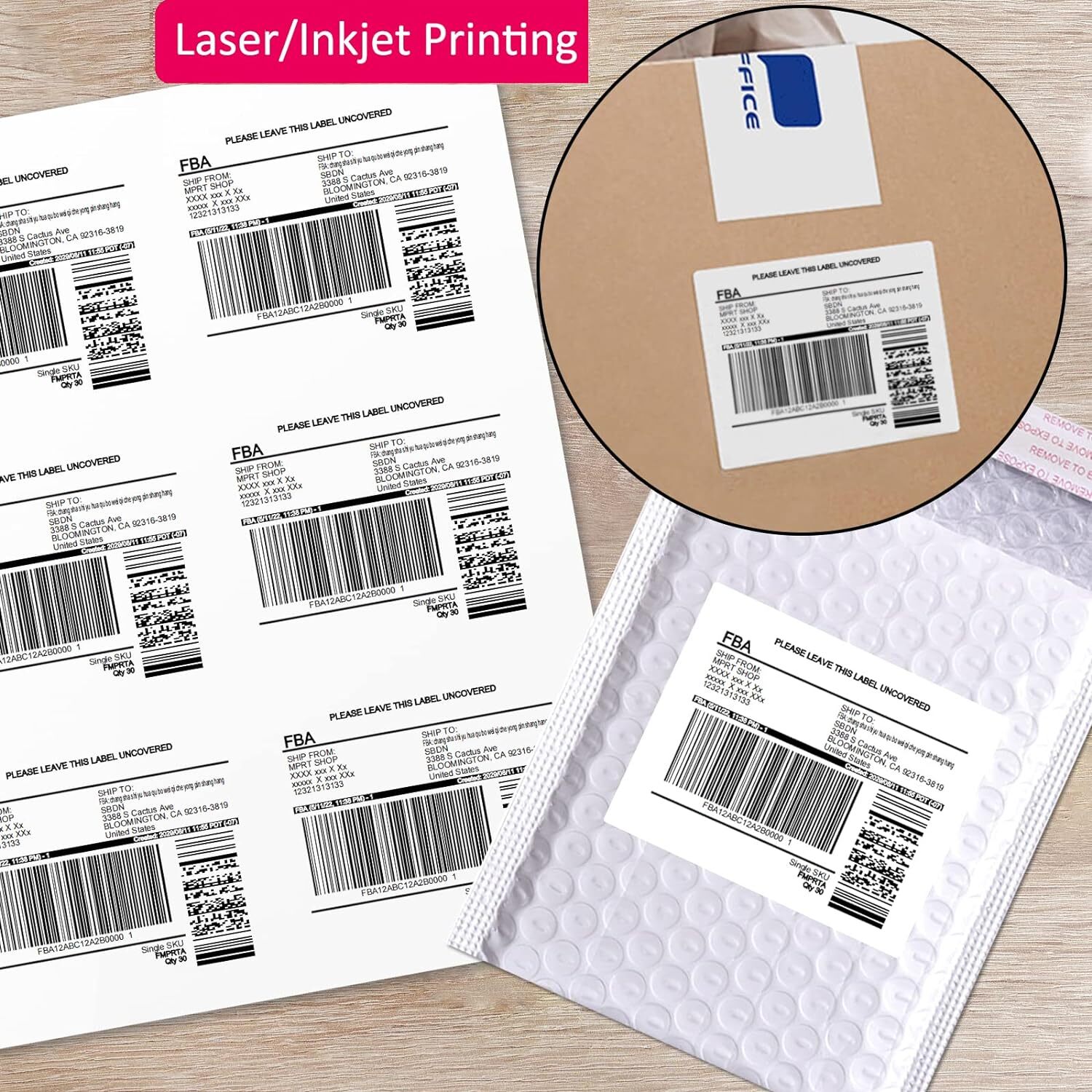 4″ x 3-1/3″ Address Shipping Labels Self Adhesive for Laser Inkjet Printer 6 UP
