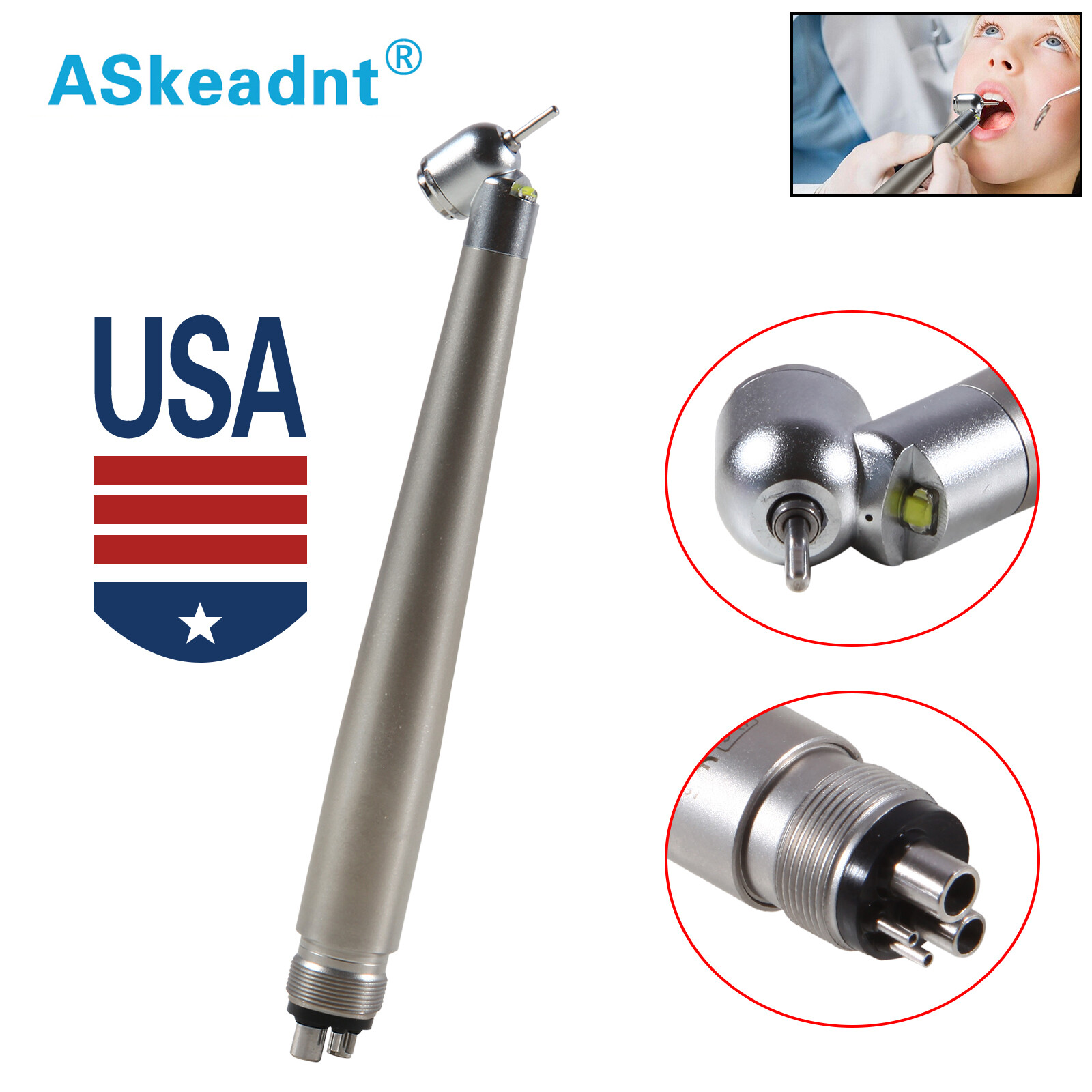 45° Surgical NSK PANA MAX Style Dental Pieza de mano alta velocidad 4Hole Borden