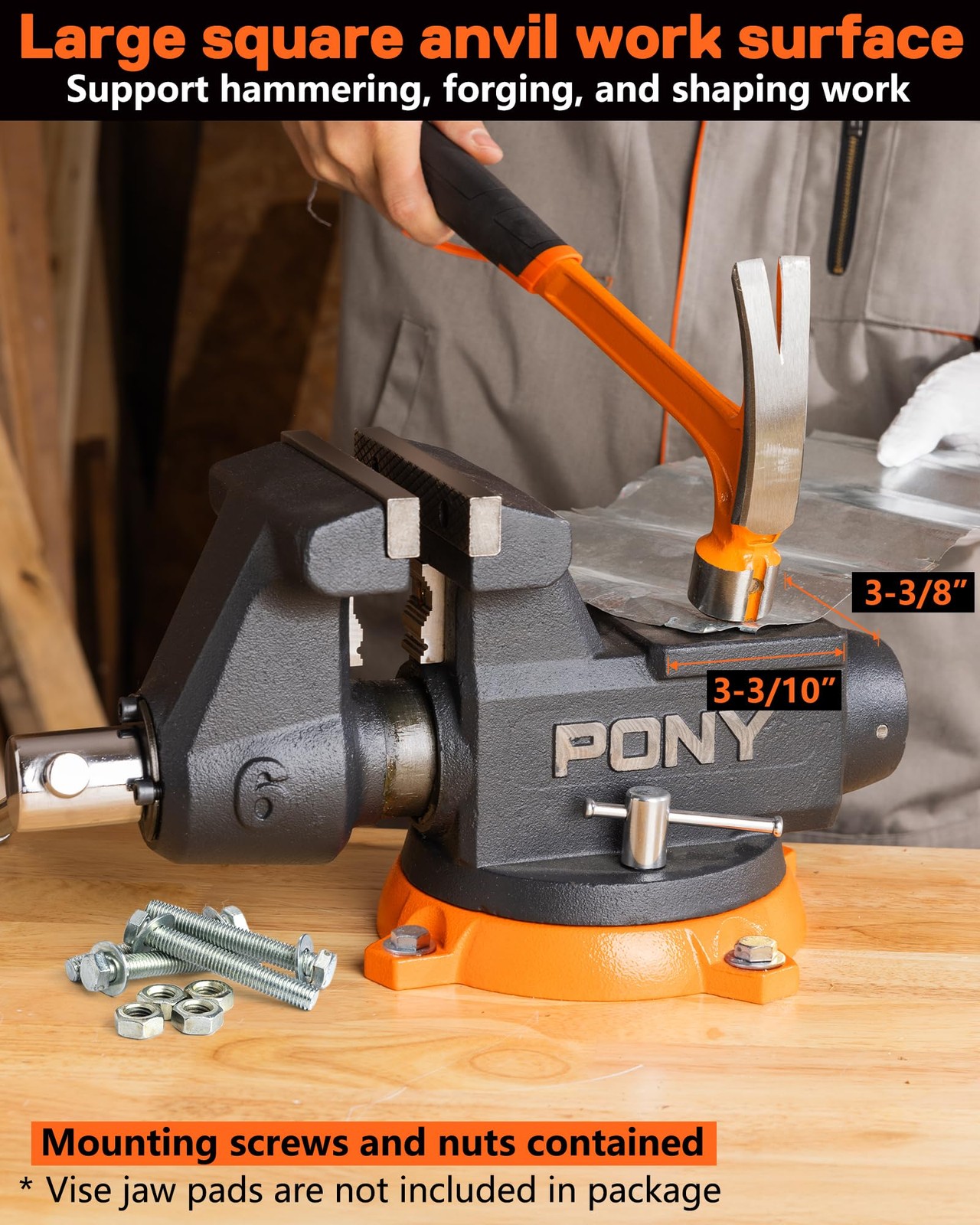 PONY 6″ Heavy Duty Bench Vise 8800LBS Clamp Force 360° Rotatable Workbench Vises