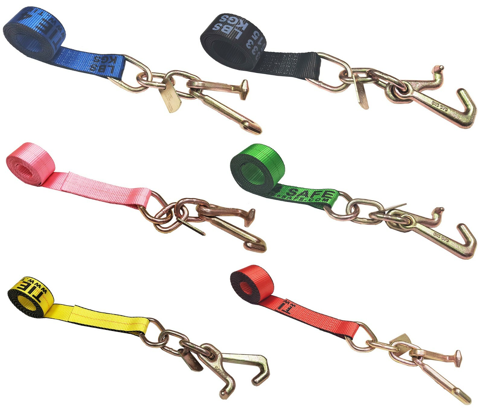 Heavy Duty 2″ x 10′ TJ Cluster Hook Car Strap for Wrecker Tow Truck Auto Hauling