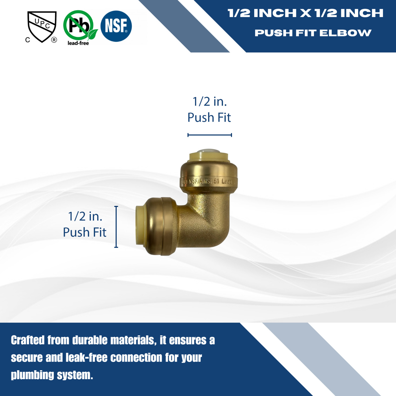 12 Pcs 1/2″ Push Fit Elbow with 1 Free Disconnect Clip