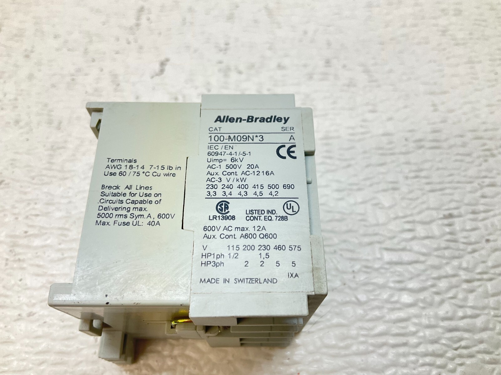 Allen Bradley 100-M09N*3 Contactor 110/120 VAC Coil Ser. A 100M09N3 (TSC)