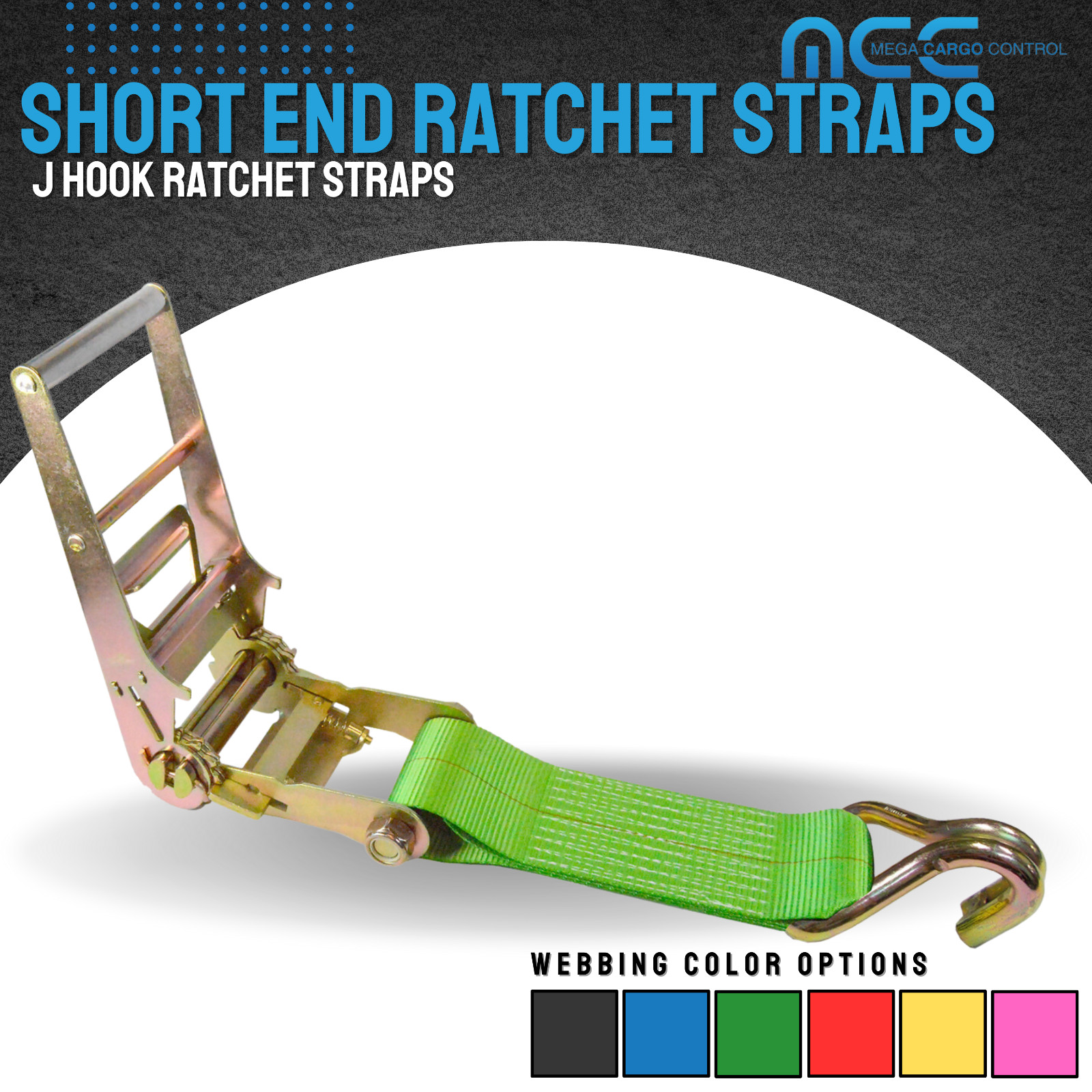 USA 3″ 4″ Ratchet Tie Down Short Fixed End Strap w/ J Hook for Flatbed Truck