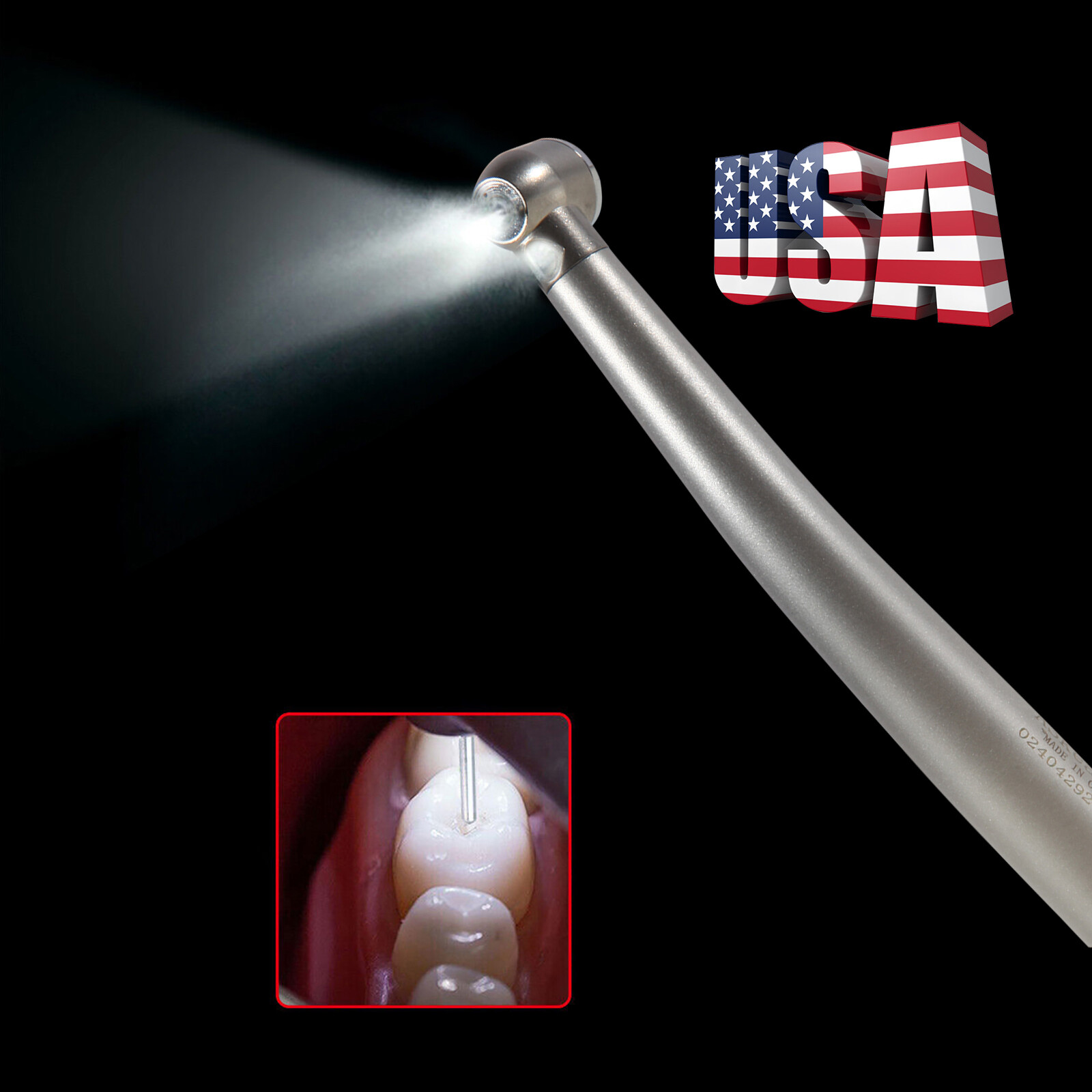 Dental LED E-generator Fiber Optic High Speed Handpiece 4Hole Fit FG1.6mm Burs