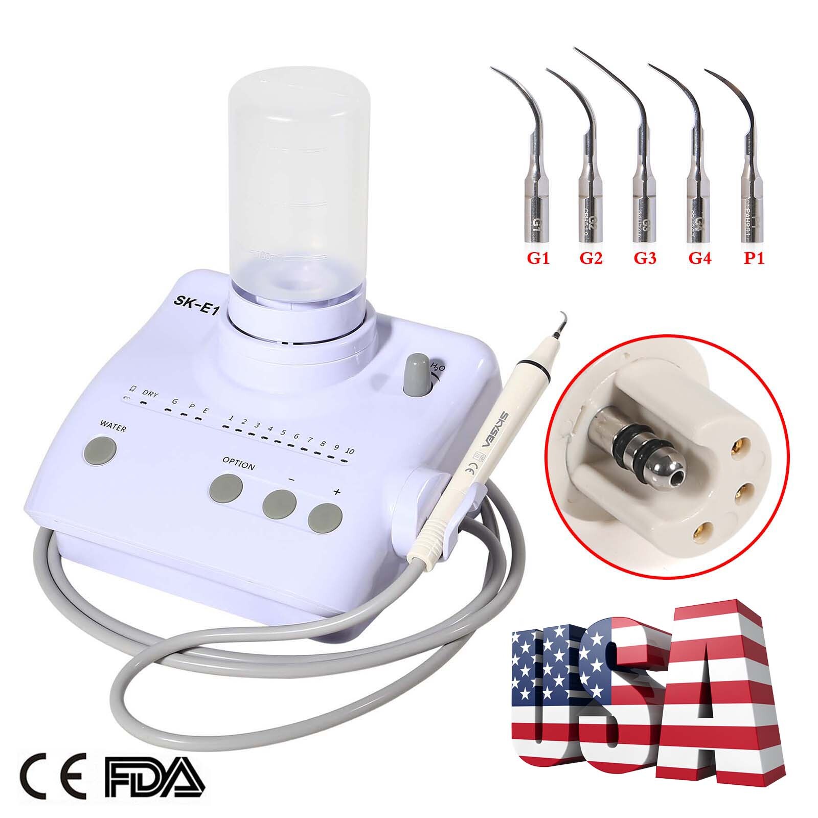 Dental Ultrasonic Piezo Scaler for EMS Woodpecker+3*Detachable Handpiece