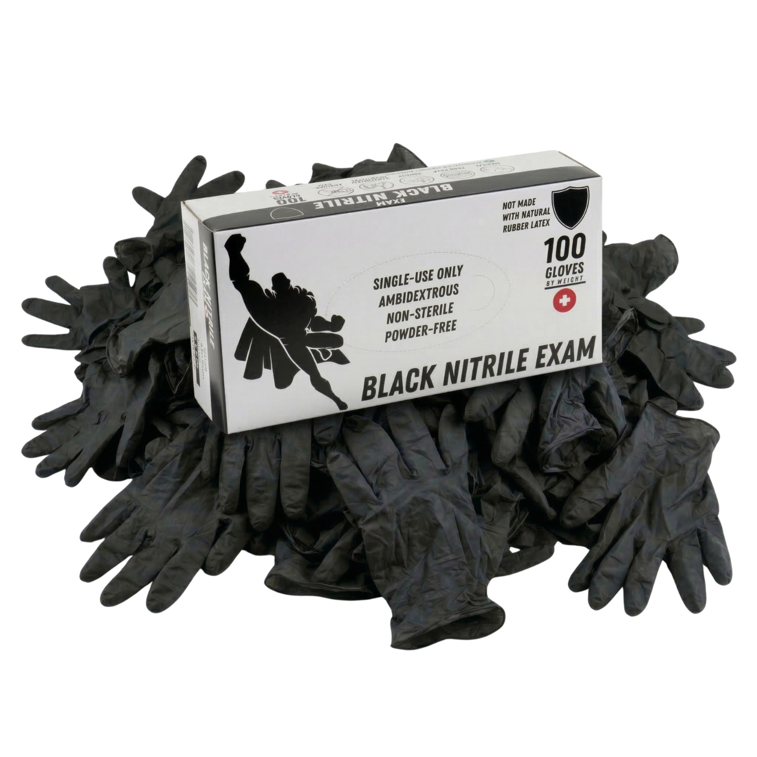 [1000 Pieces] Black Nitrile 4 Mil Gloves Powder Free, Latex Free Size: Large