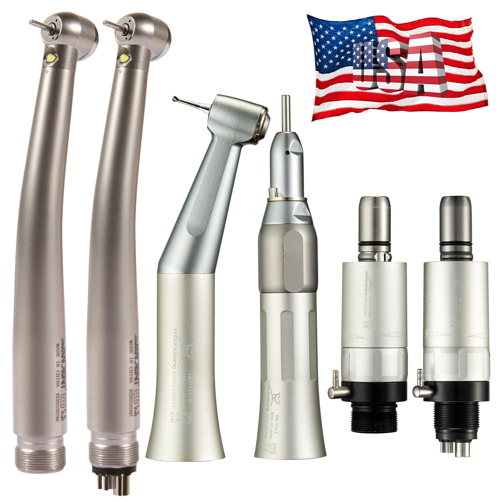 NSK Style Dental High/Low Speed Handpiece Kit E-generator LED Turbine 2/4Hole DM