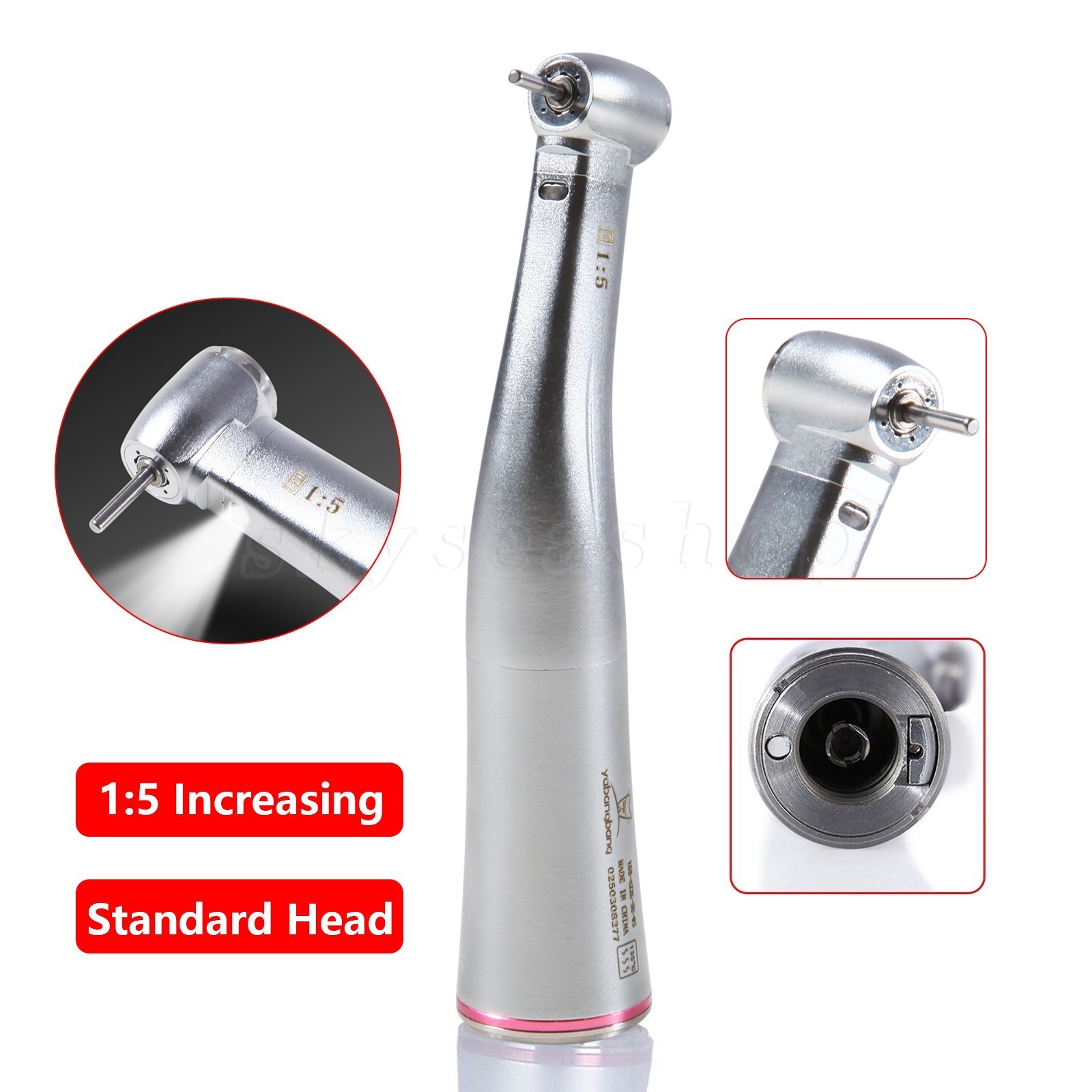 Dental Optic Fiber Contra Angle 1:5 LED Increasing Speed Handpiece /Rotor