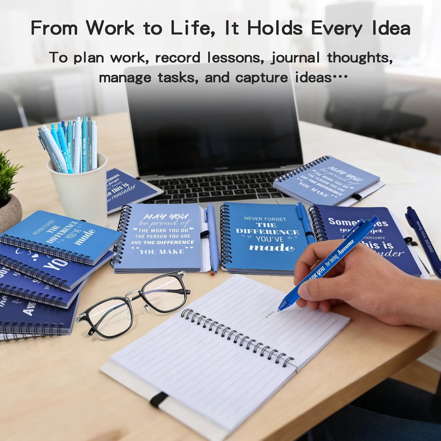 10 Sets/20 Pcs Employee Appreciation Gifts Bulk – Inspirational Notebooks with M