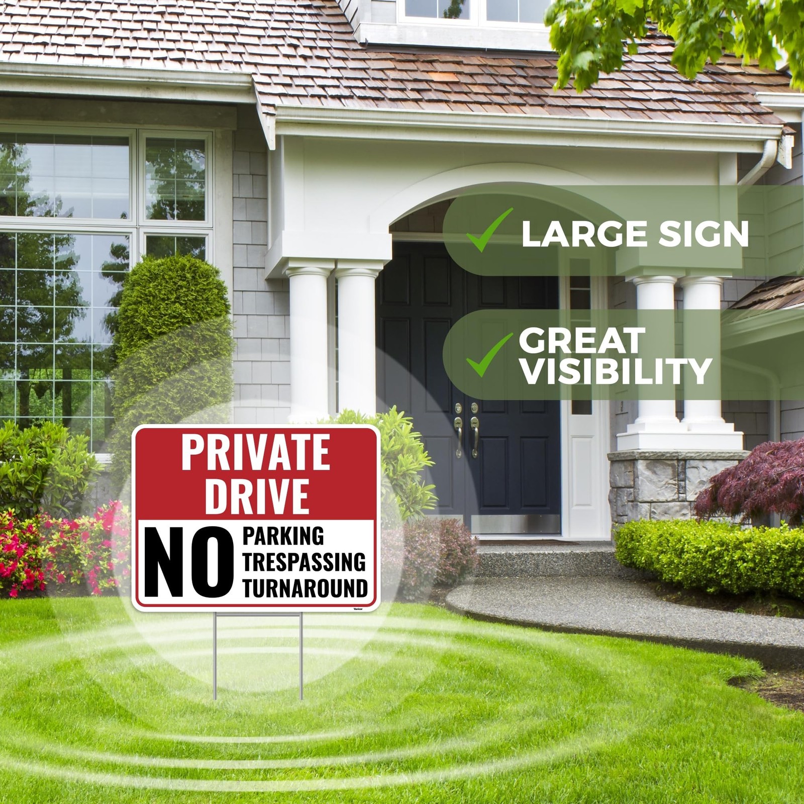 2PC Private Driveway No Turnaround Sign with Stake, 12 Inches by 9 Inches – C…