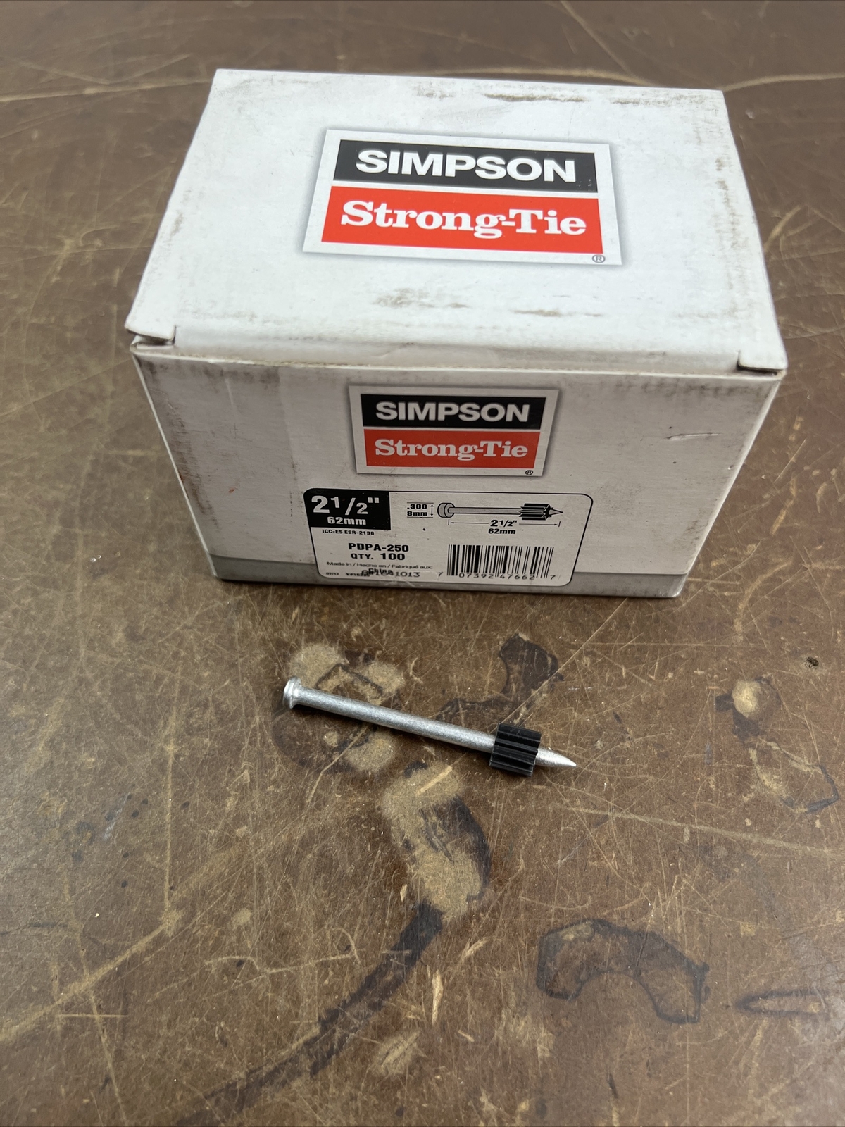 100ct Simpson Strong-Tie PDPA-250 2.5″ x .157 Drive Pins 100ct POWDER ACTUATED