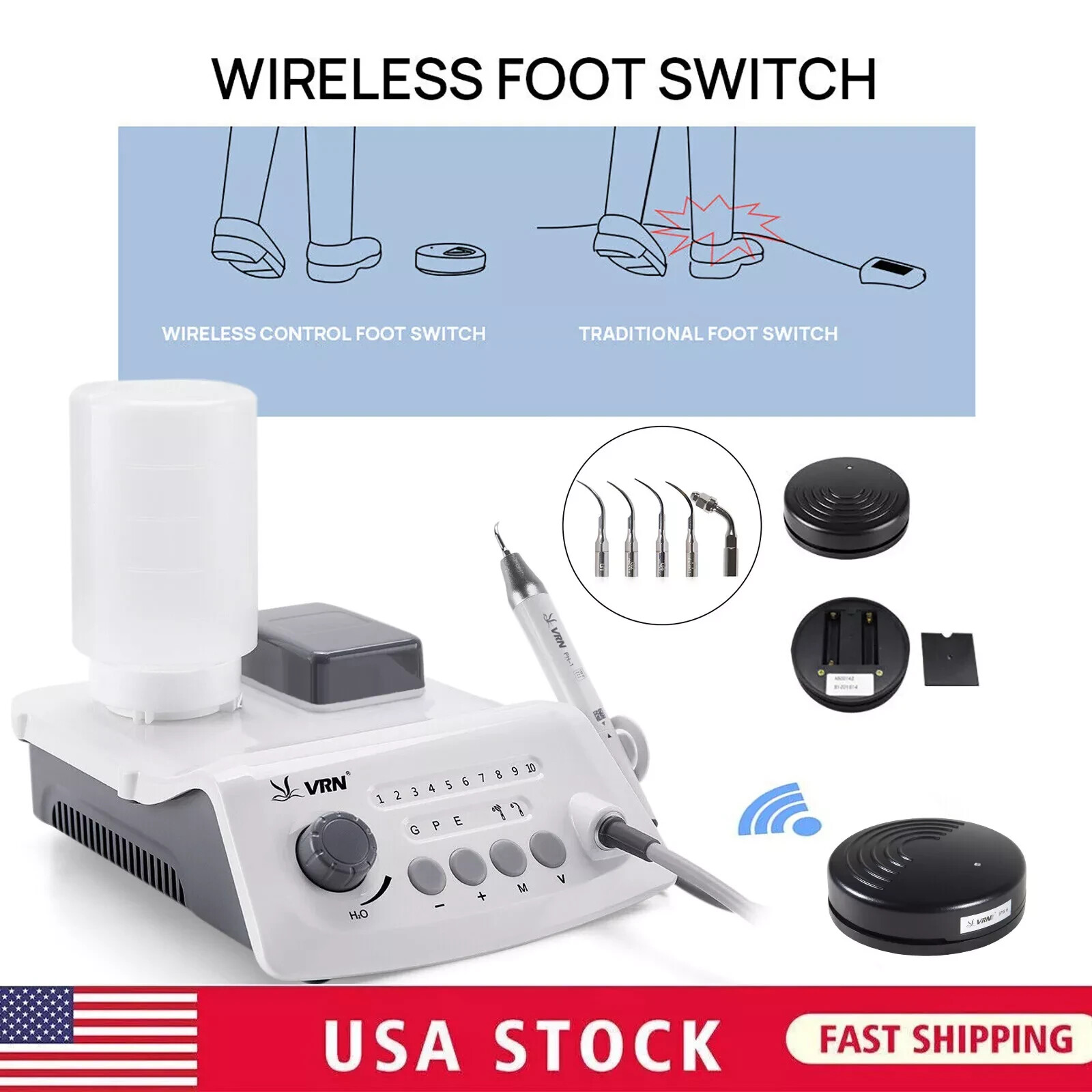 VRN Dental Ultrasonic Piezo Scaler With LED Light Handpiece Auto Water Supply
